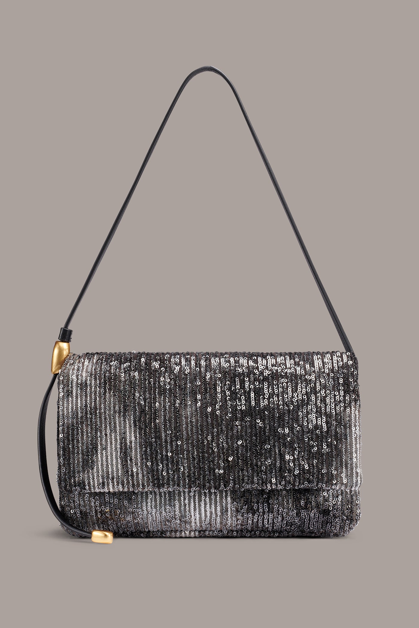 VELVET SEQUIN FLAP SHOULDER BAG VIEW 1