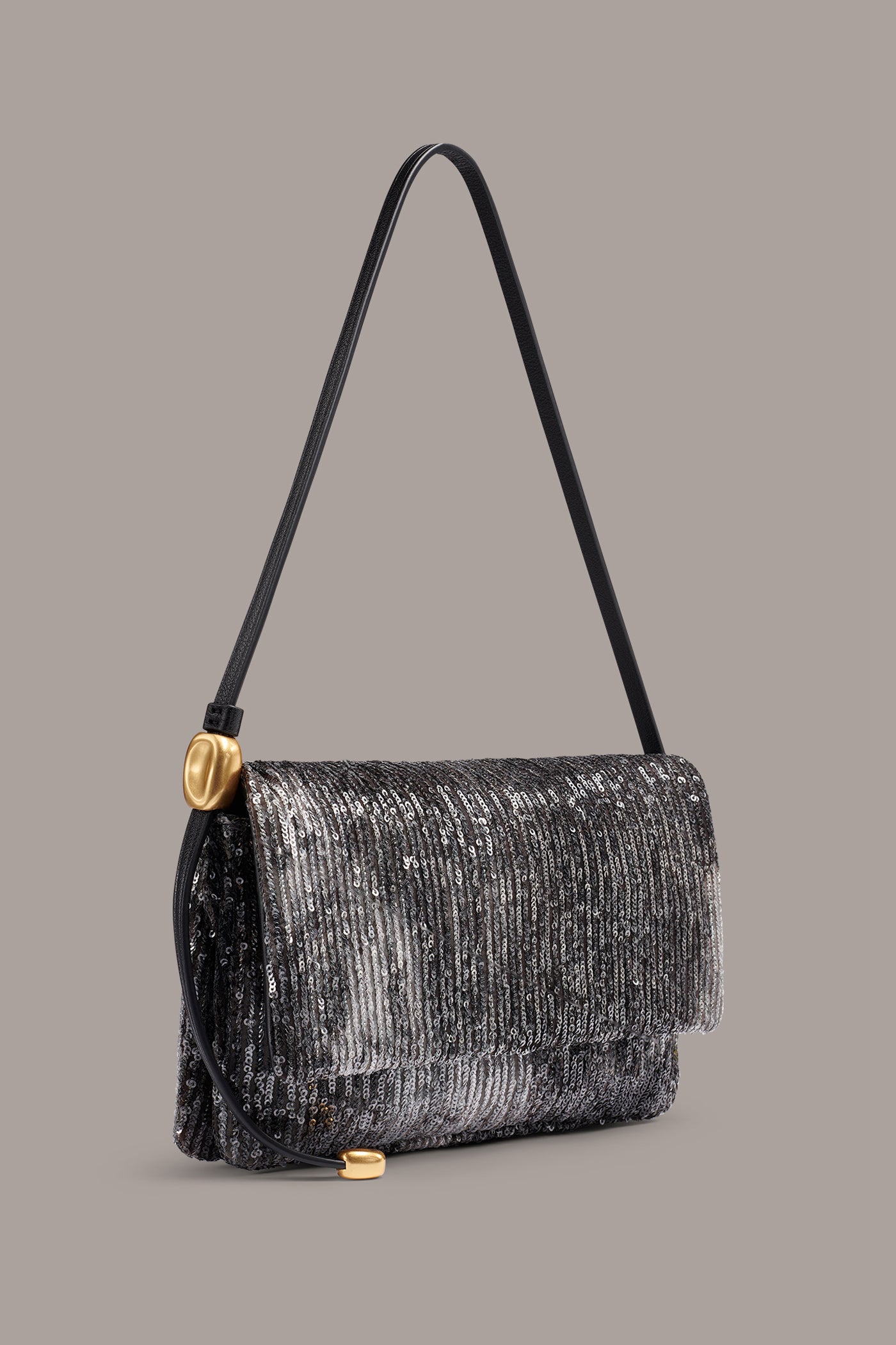 VELVET SEQUIN FLAP SHOULDER BAG VIEW 3
