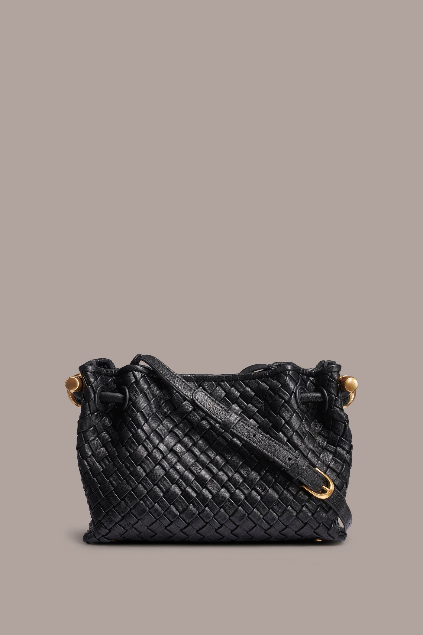 CASHMERE WOVEN LEATHER CROSSBODY BAG | View 1