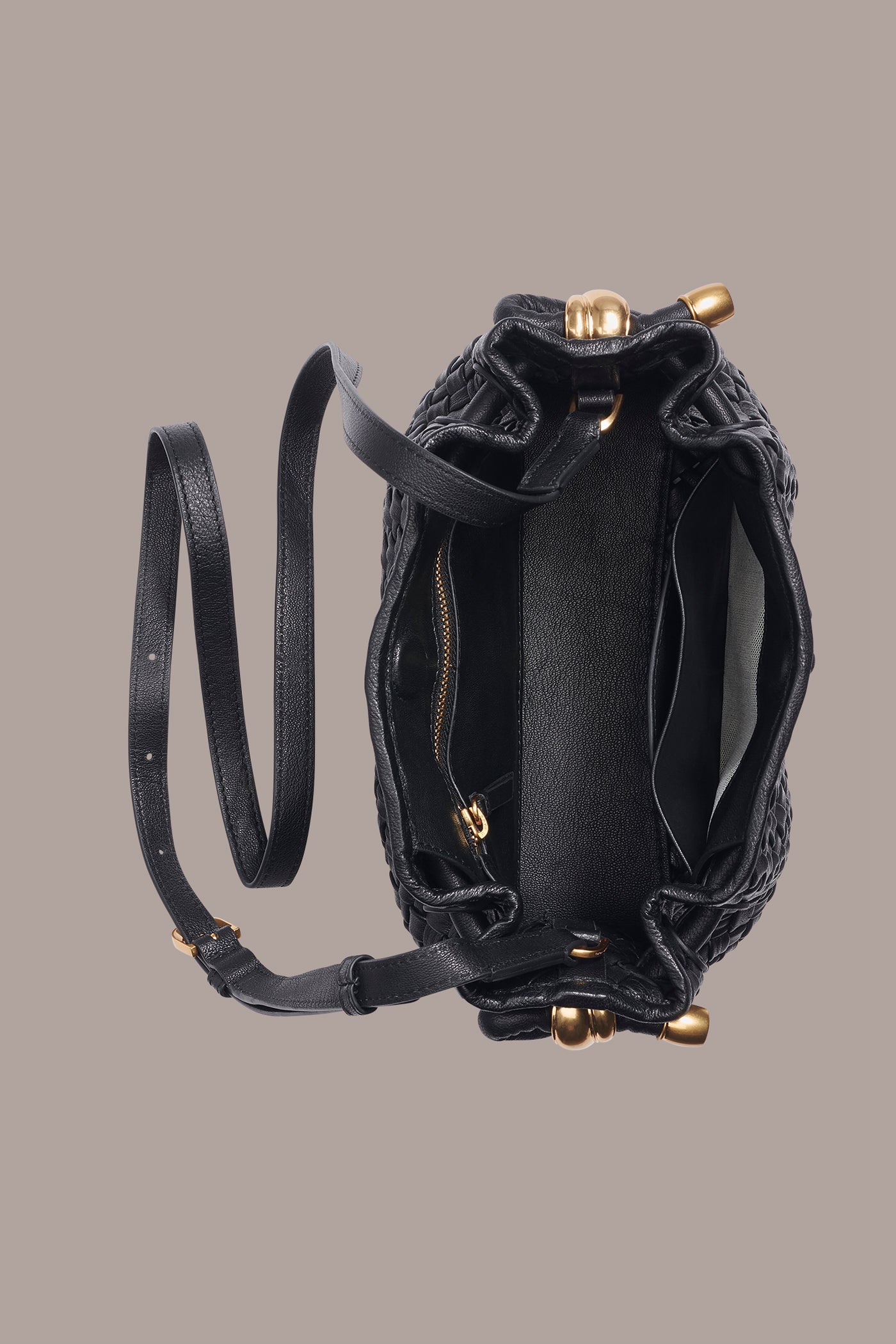 CASHMERE WOVEN LEATHER CROSSBODY BAG VIEW 4