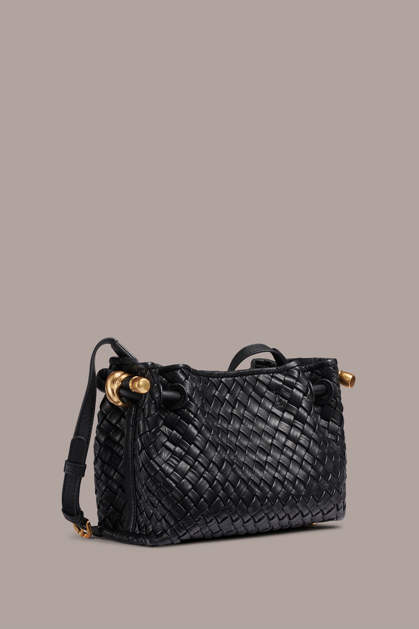 CASHMERE WOVEN LEATHER CROSSBODY BAG VIEW 3