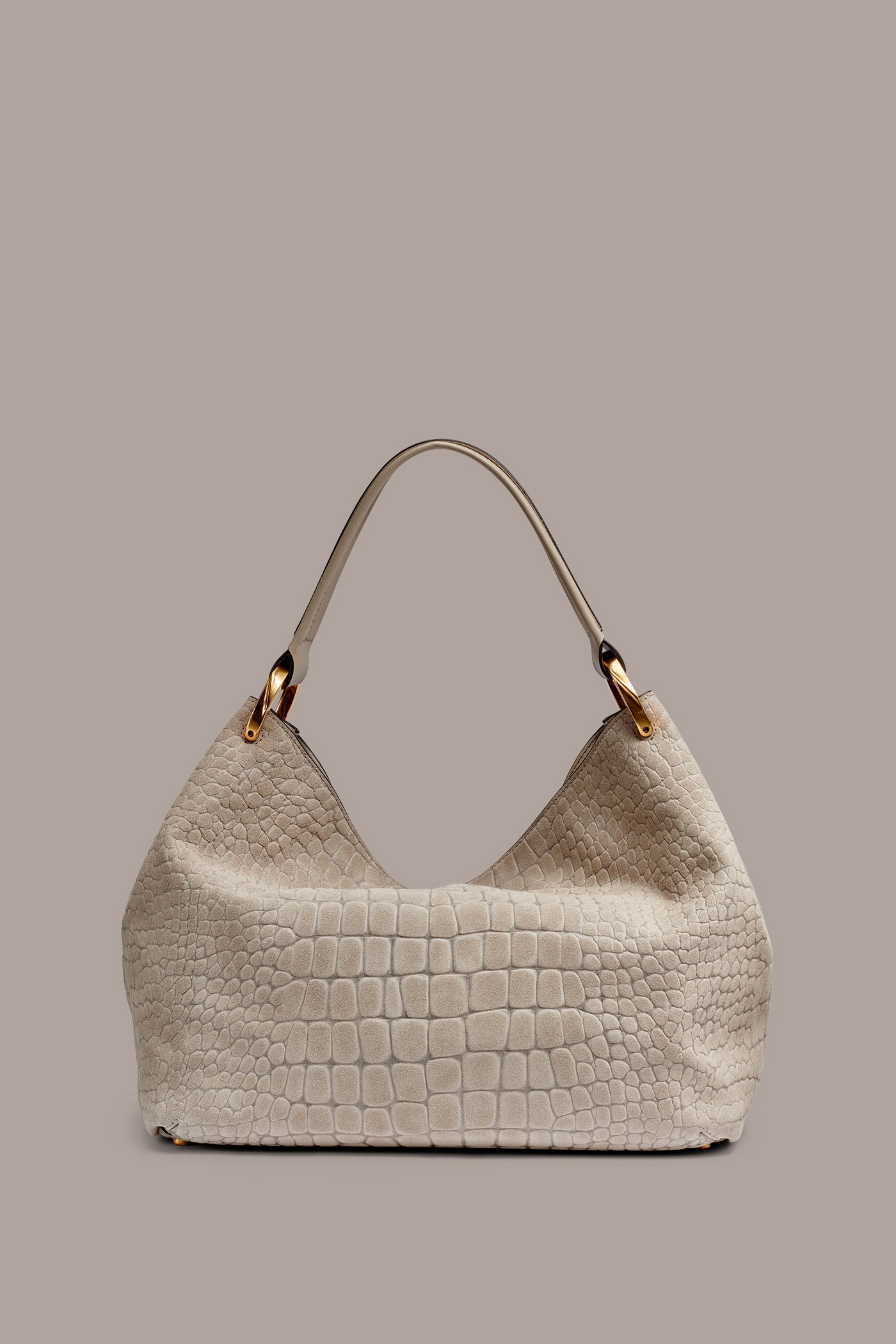 GLENWOOD CROC-EFFECT SUEDE SHOULDER BAG | View 2 | Adriana Edit