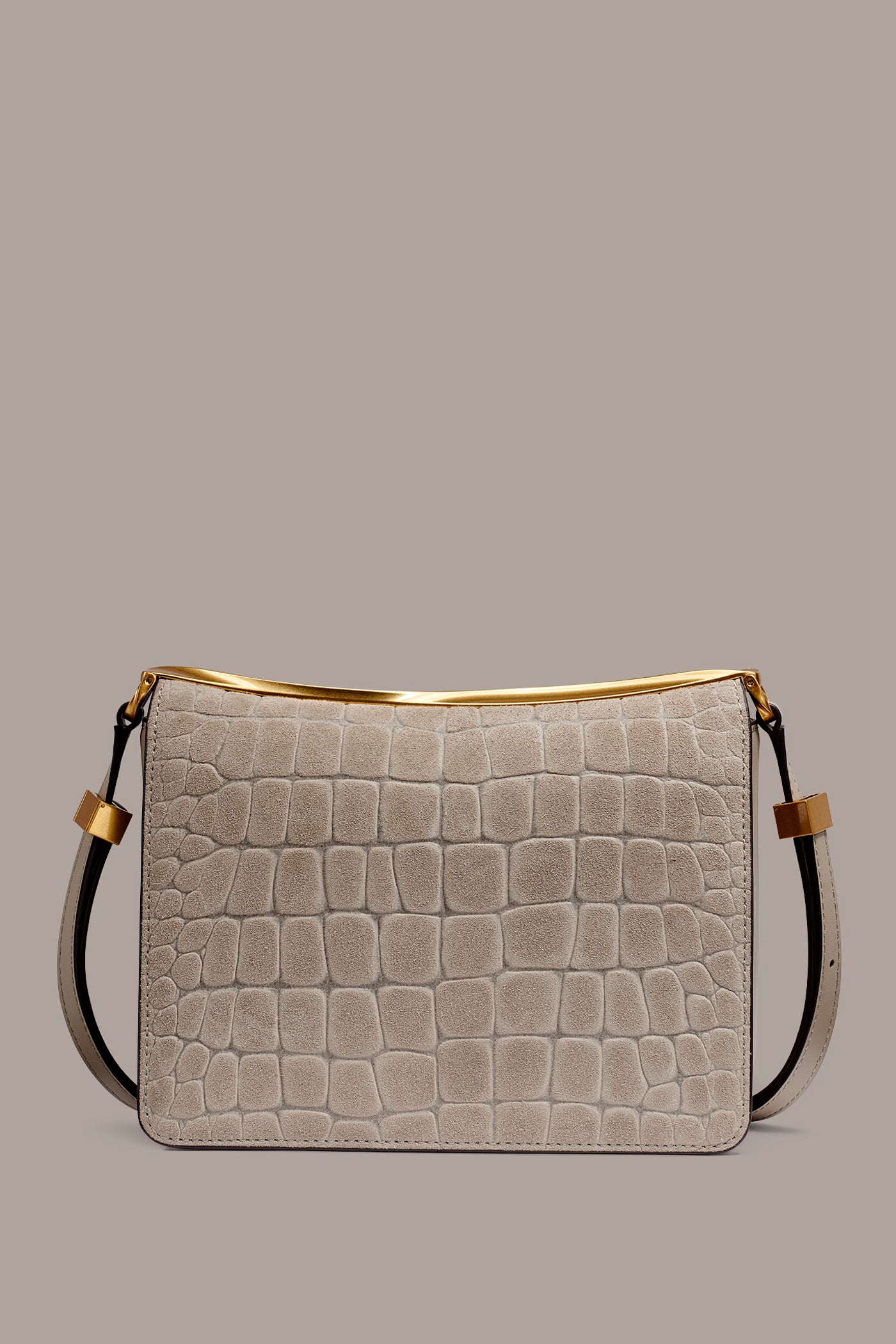 JERICHO CROC-EFFECT SUEDE SHOULDER BAG VIEW 2