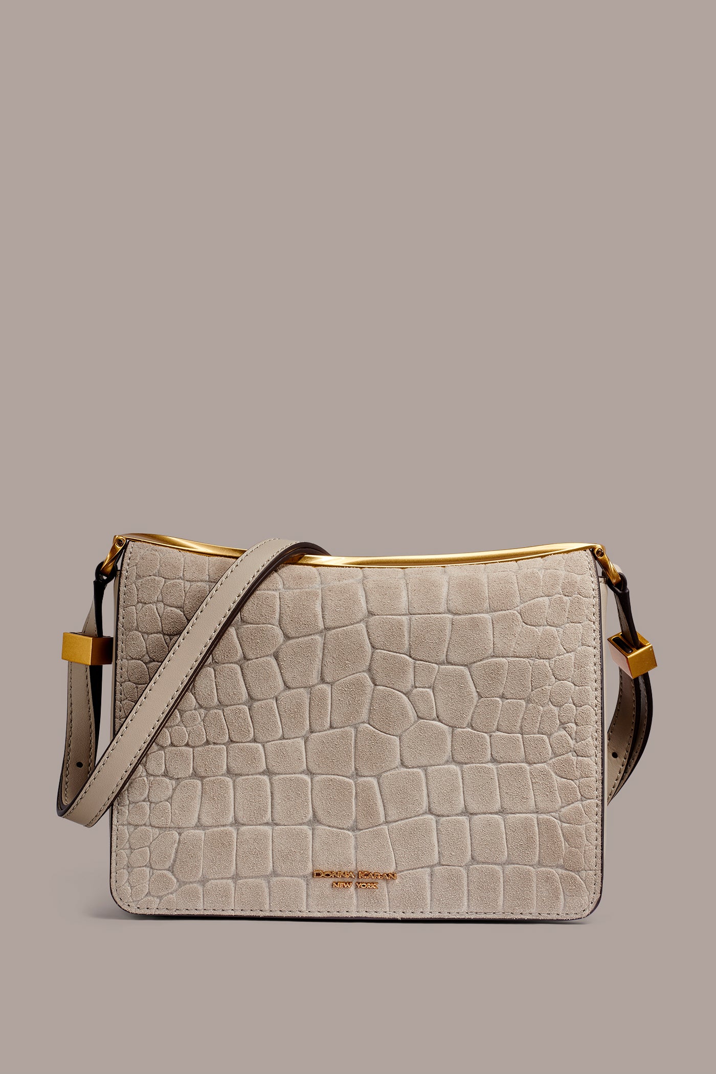 JERICHO CROC-EFFECT SUEDE SHOULDER BAG VIEW 1