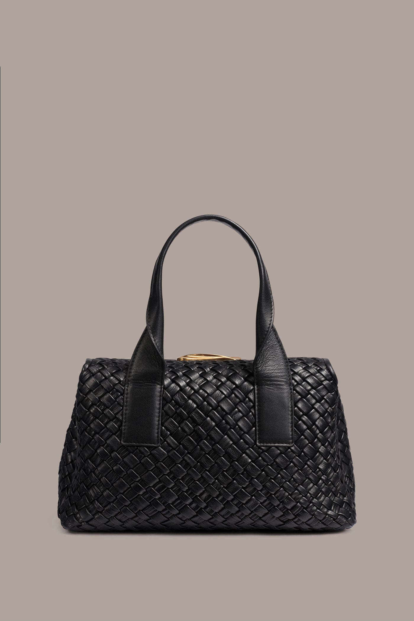 AMAGANSETT WOVEN LEATHER SATCHEL BAG VIEW 3