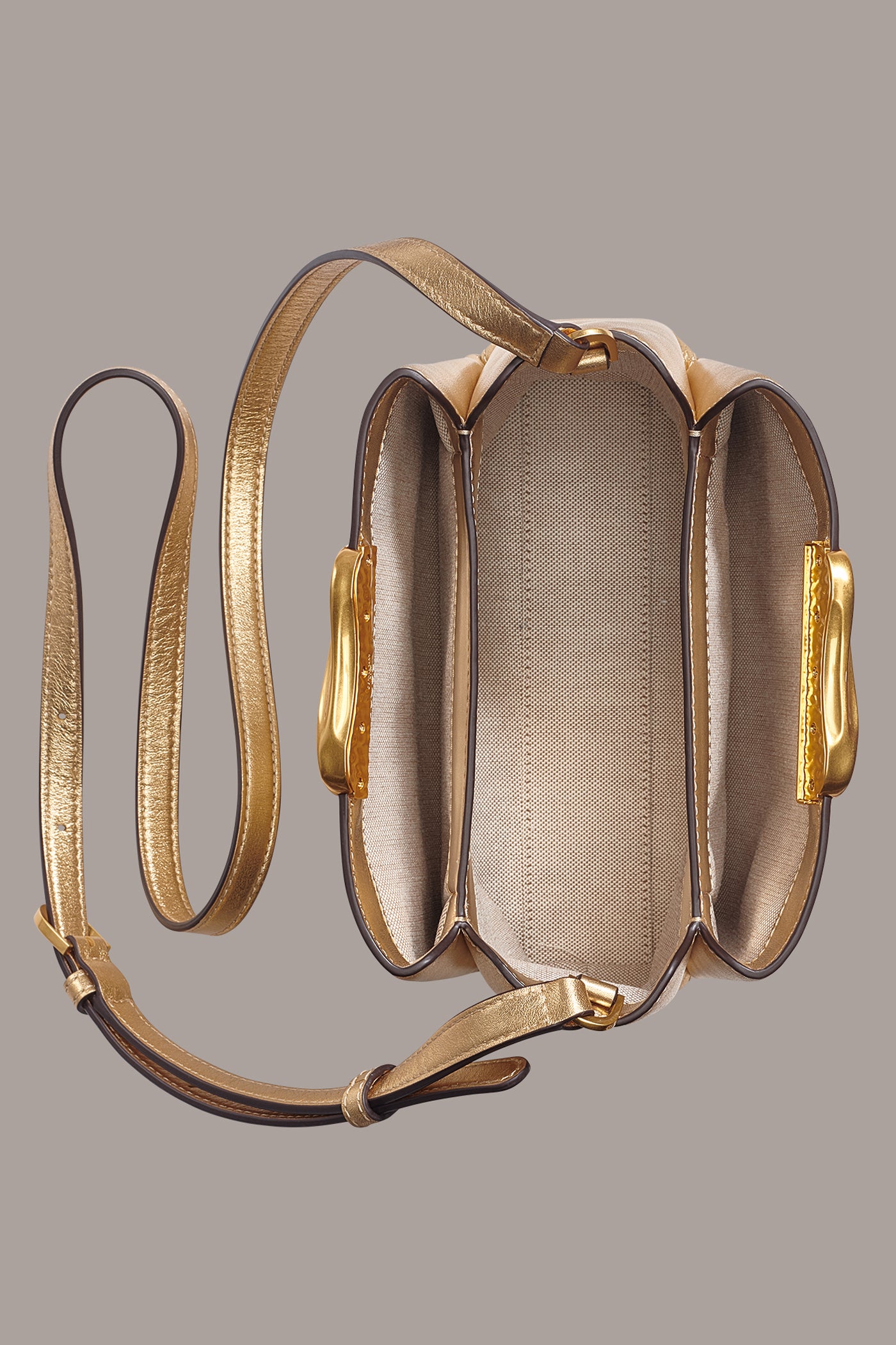 POPLIN METALLIC LEATHER CROSSBODY BAG VIEW 7