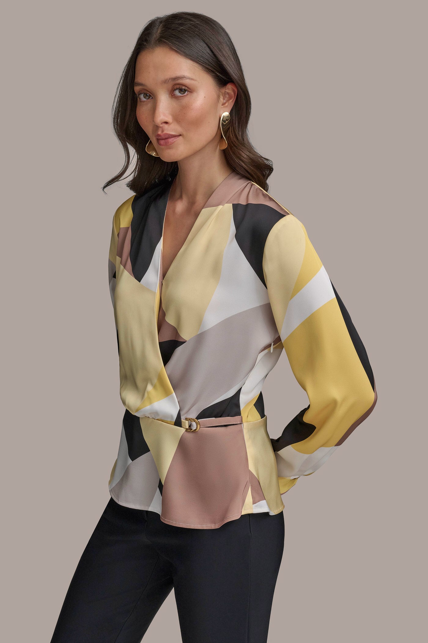 PART LONG SLEEVE FAUX WRAP WITH HARDWARE VIEW 3