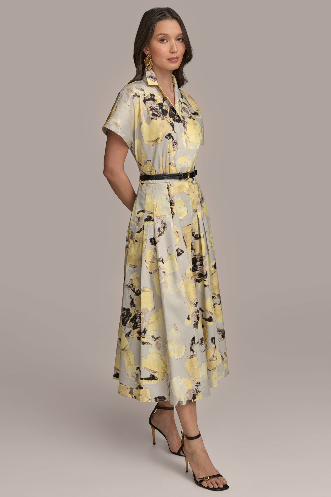 PRINTED BELTED SHIRT DRESS VIEW 4
