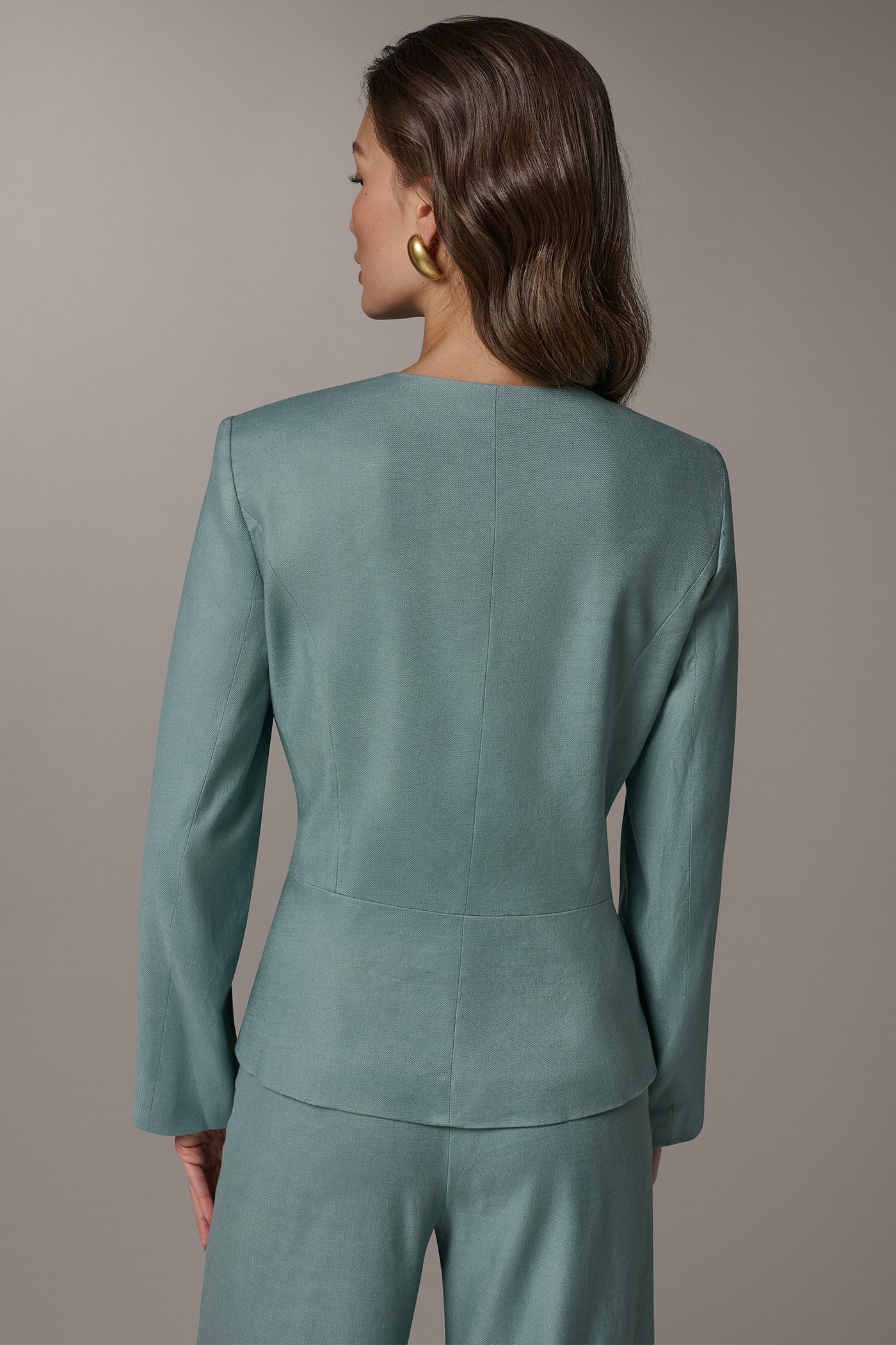 LINEN-BLEND WRAP-EFFECT BUCKLE JACKET | View 2 | New clothing