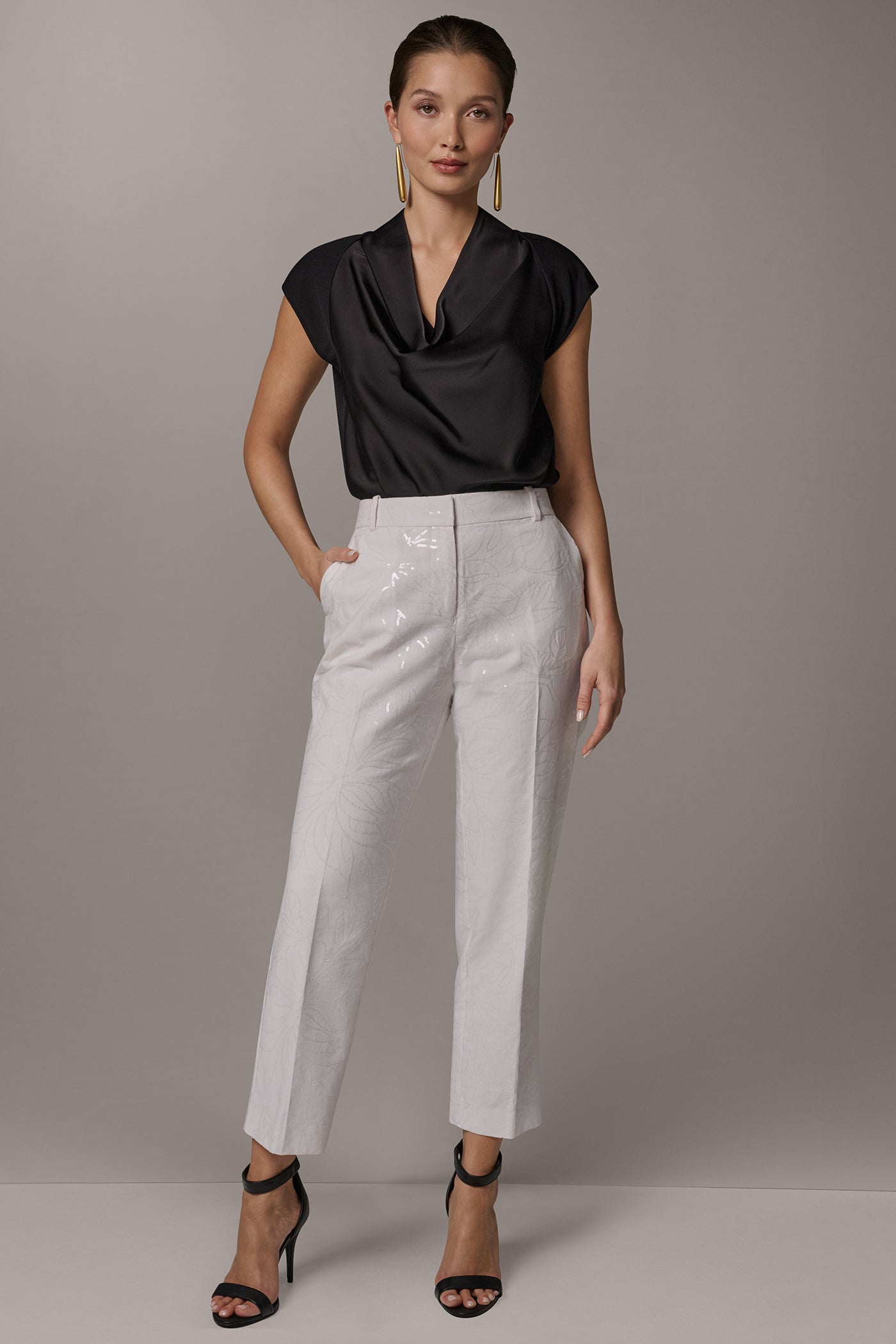 MID-RISE SEQUIN EMBROIDERED STRAIGHT ANKLE PANT VIEW 7 | New clothing