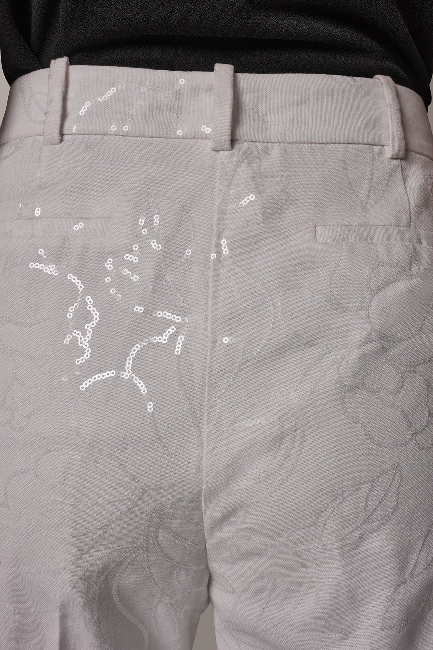 MID-RISE SEQUIN EMBROIDERED STRAIGHT ANKLE PANT VIEW 5 | New clothing