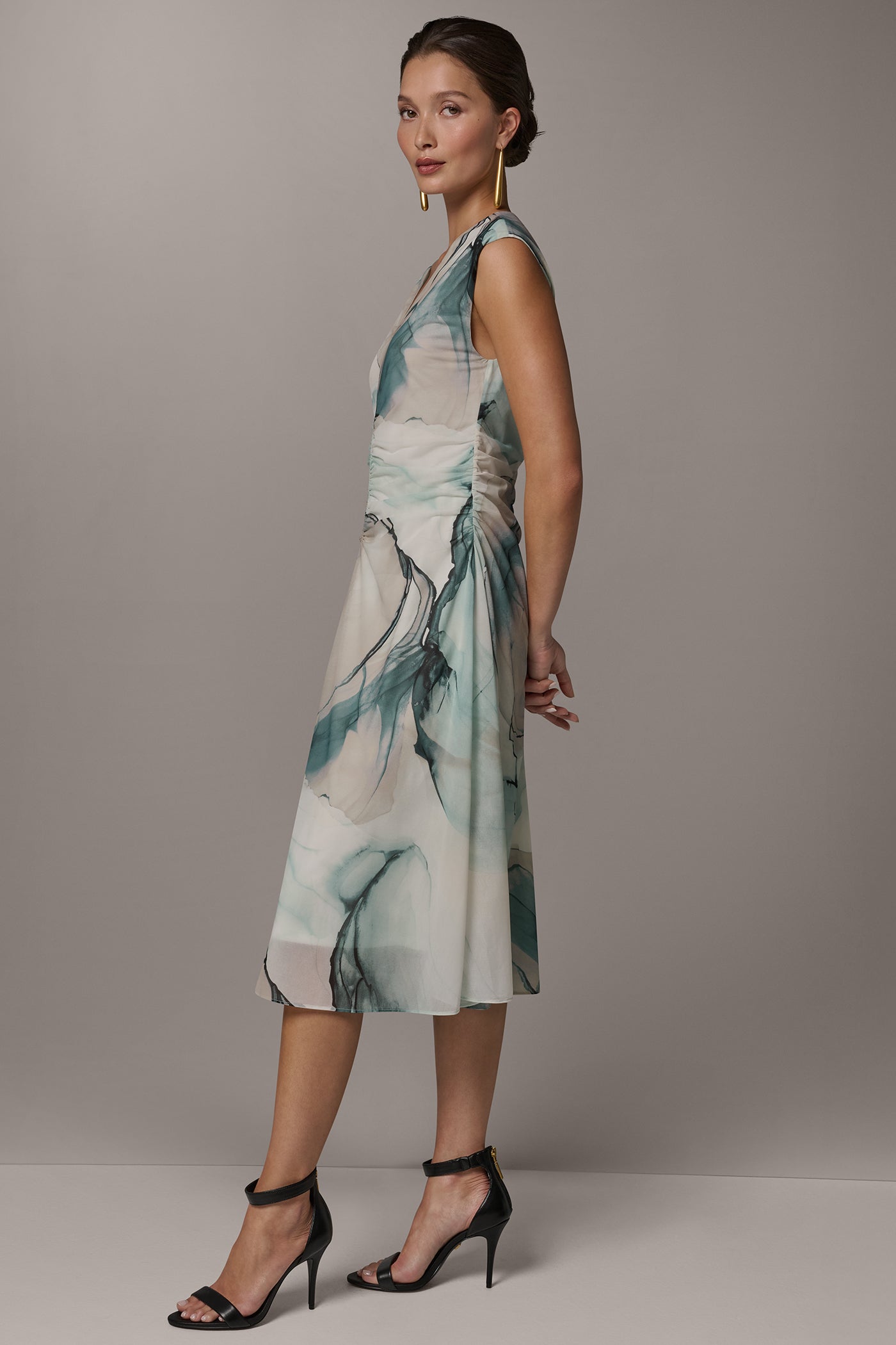 CHIFFON STRIPE MIDI SHIFT DRESS VIEW 3 | Dresses & Jumpsuits