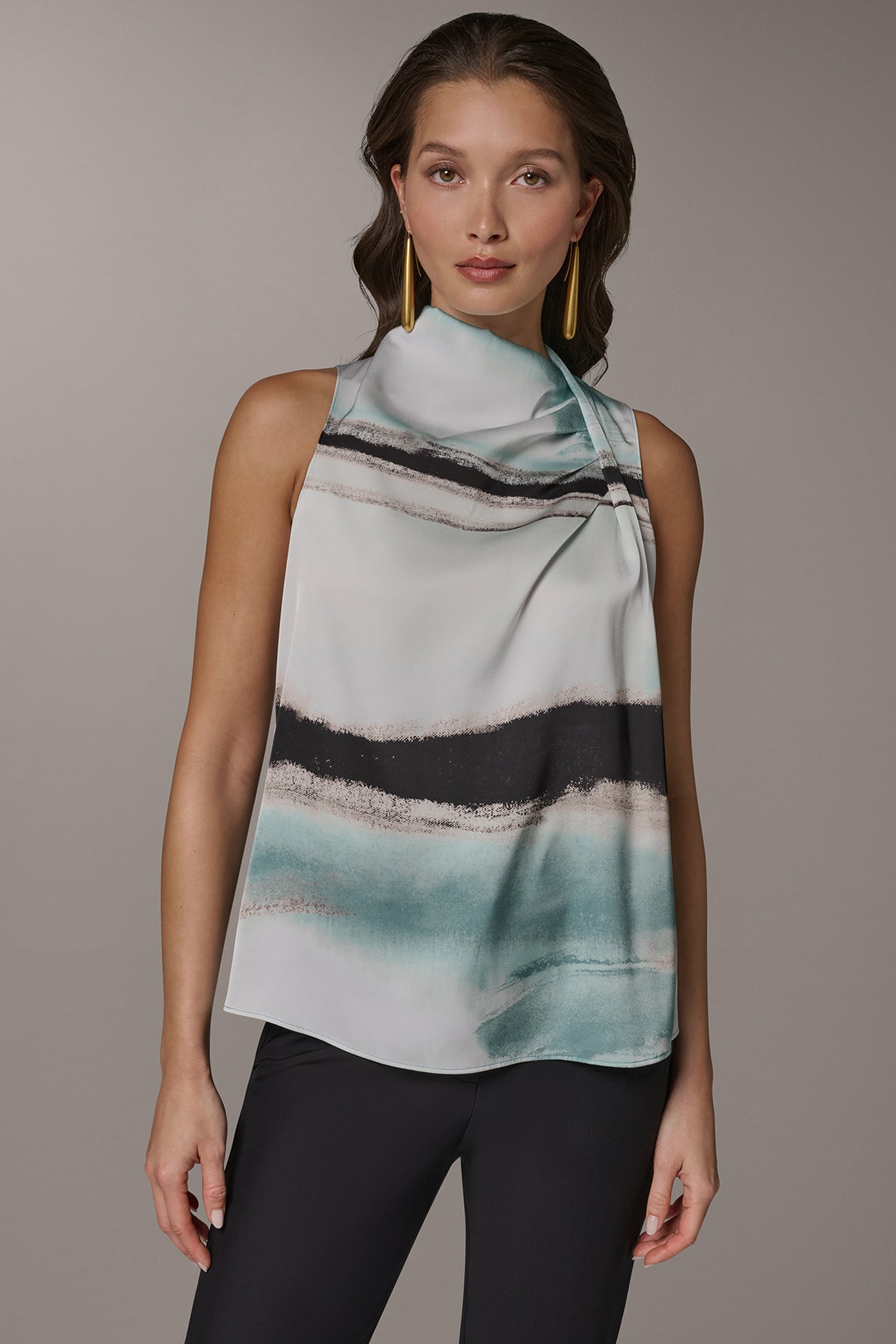 STRIPED DRAPE TWIST SHOULDER BLOUSE | View 1 | New clothing