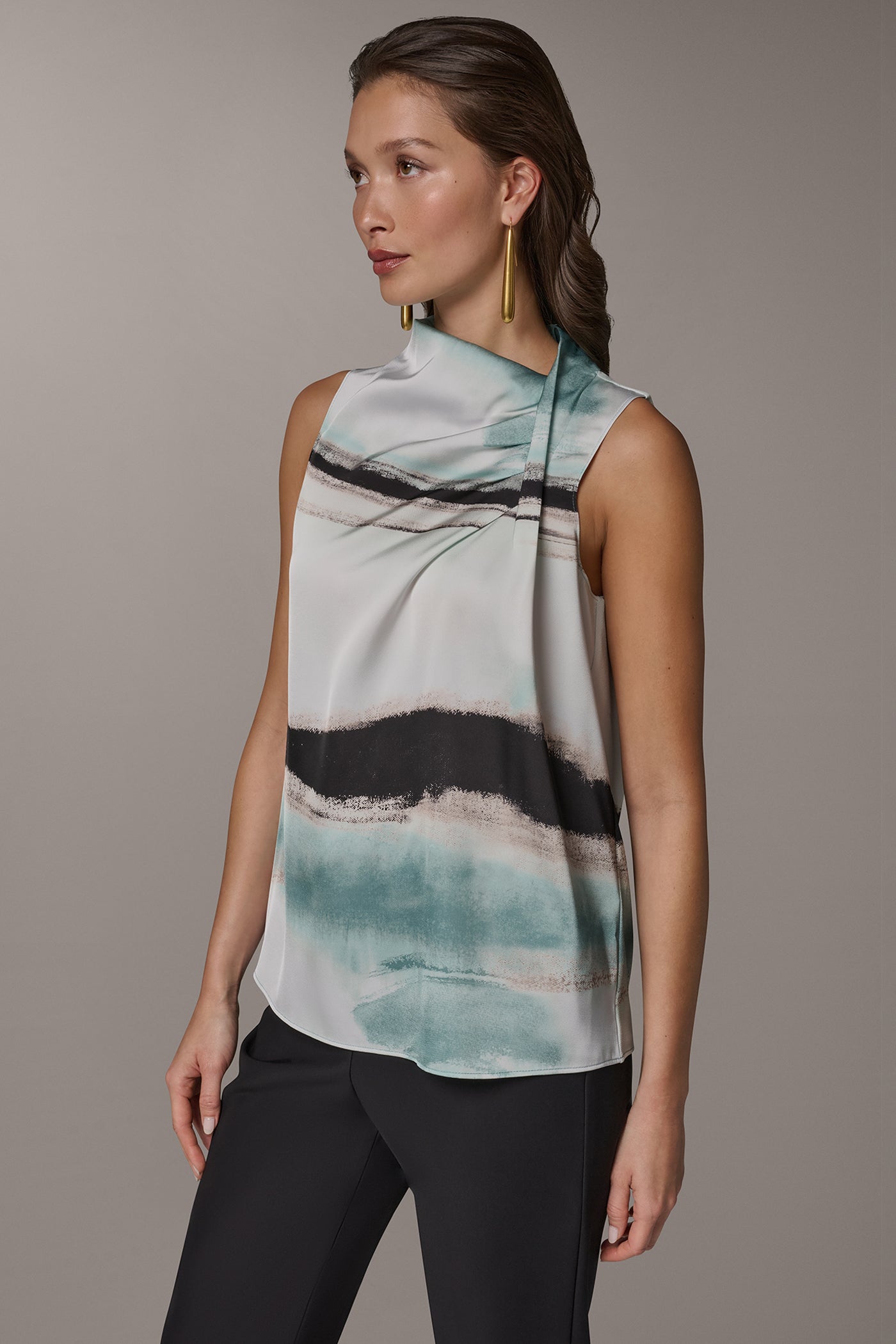 STRIPED DRAPE TWIST SHOULDER BLOUSE VIEW 3 | New clothing