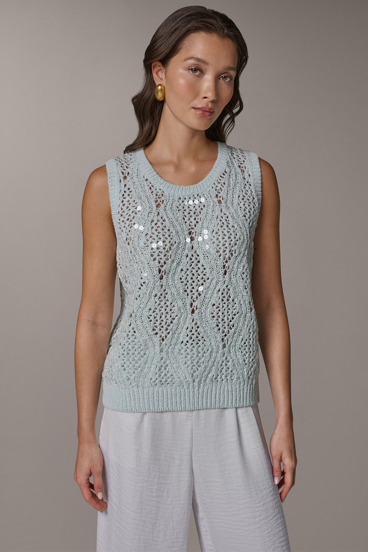 SEQUIN OPEN-STITCH SHELL | View 1 | New clothing