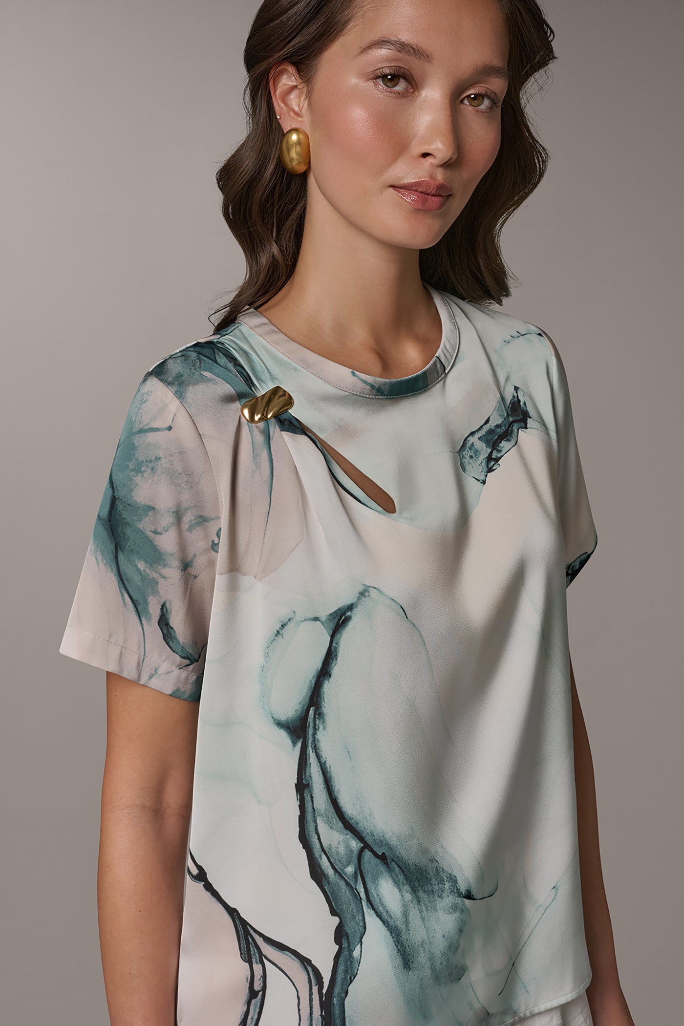 MARBLE GOLD-TONE EMBELLISHED SHOULDER TOP VIEW 4 | New clothing