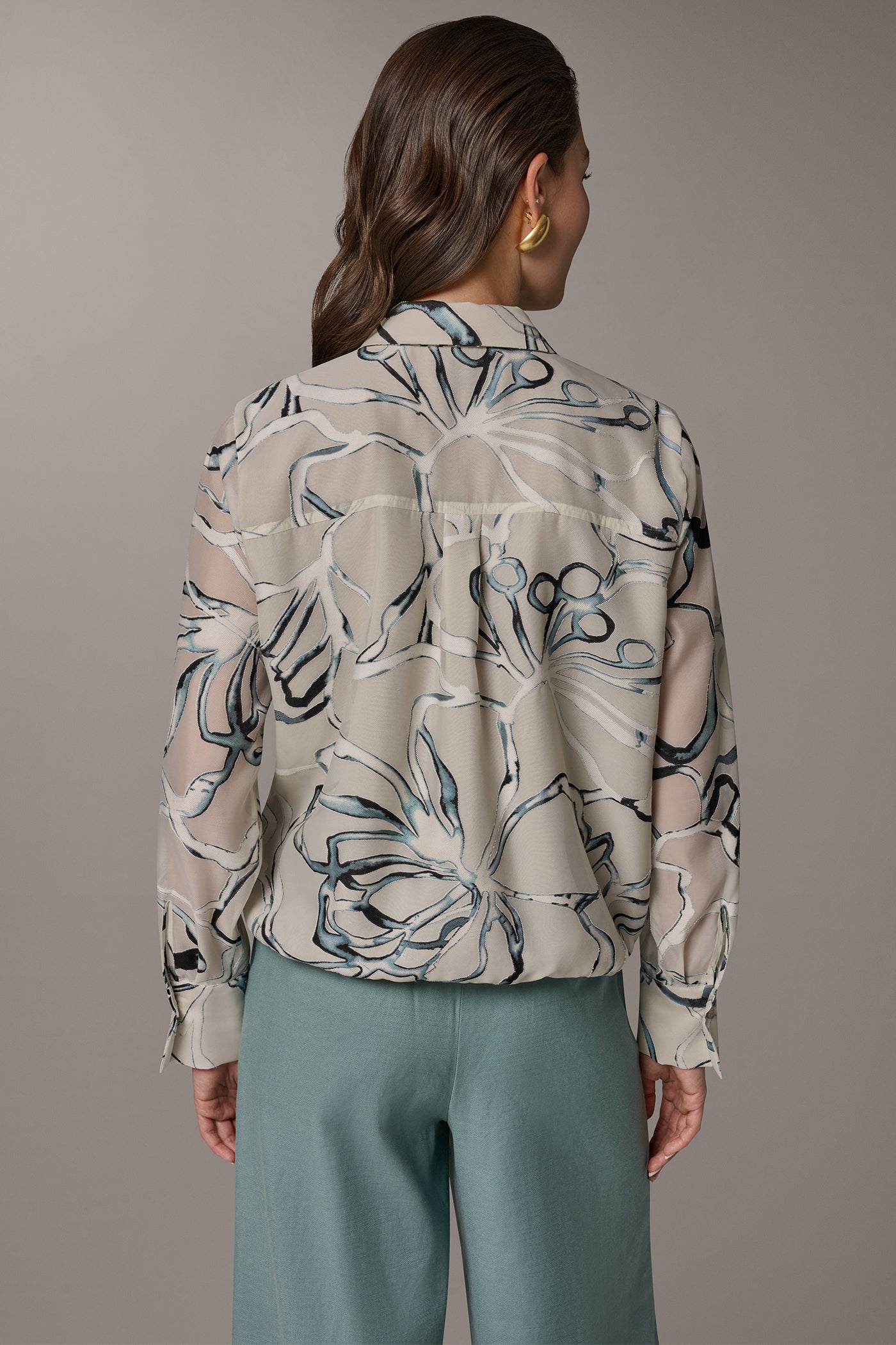 BURNOUT DRAWSTRING HEM BLOUSE | View 2 | Tops