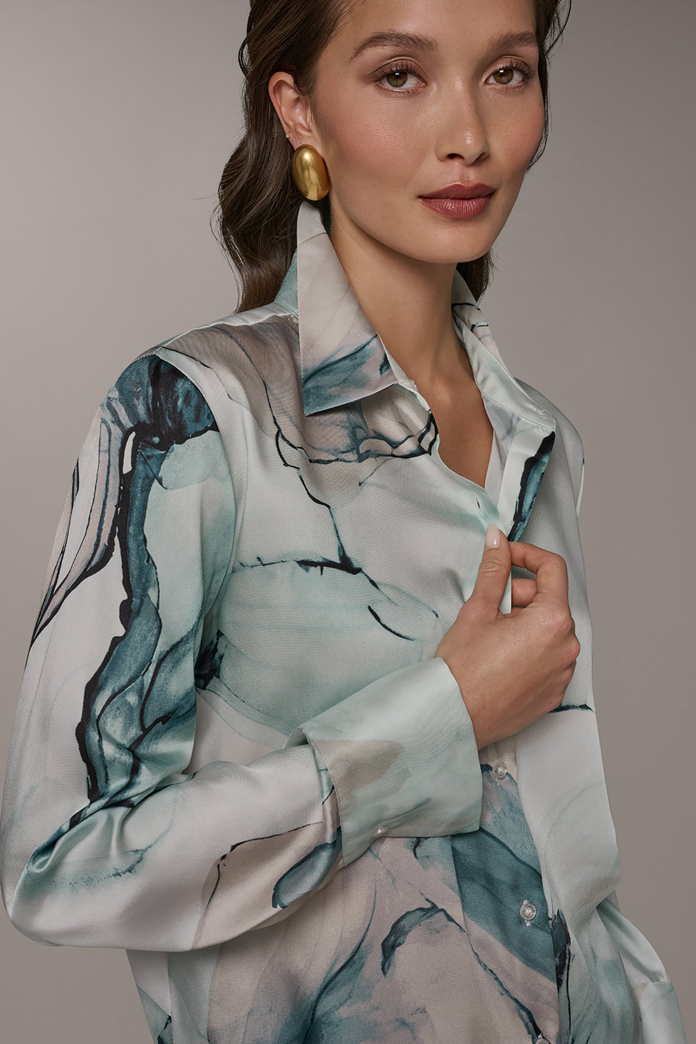 PRINTED DRAWSTRING HEM BLOUSE VIEW 4 | Tops