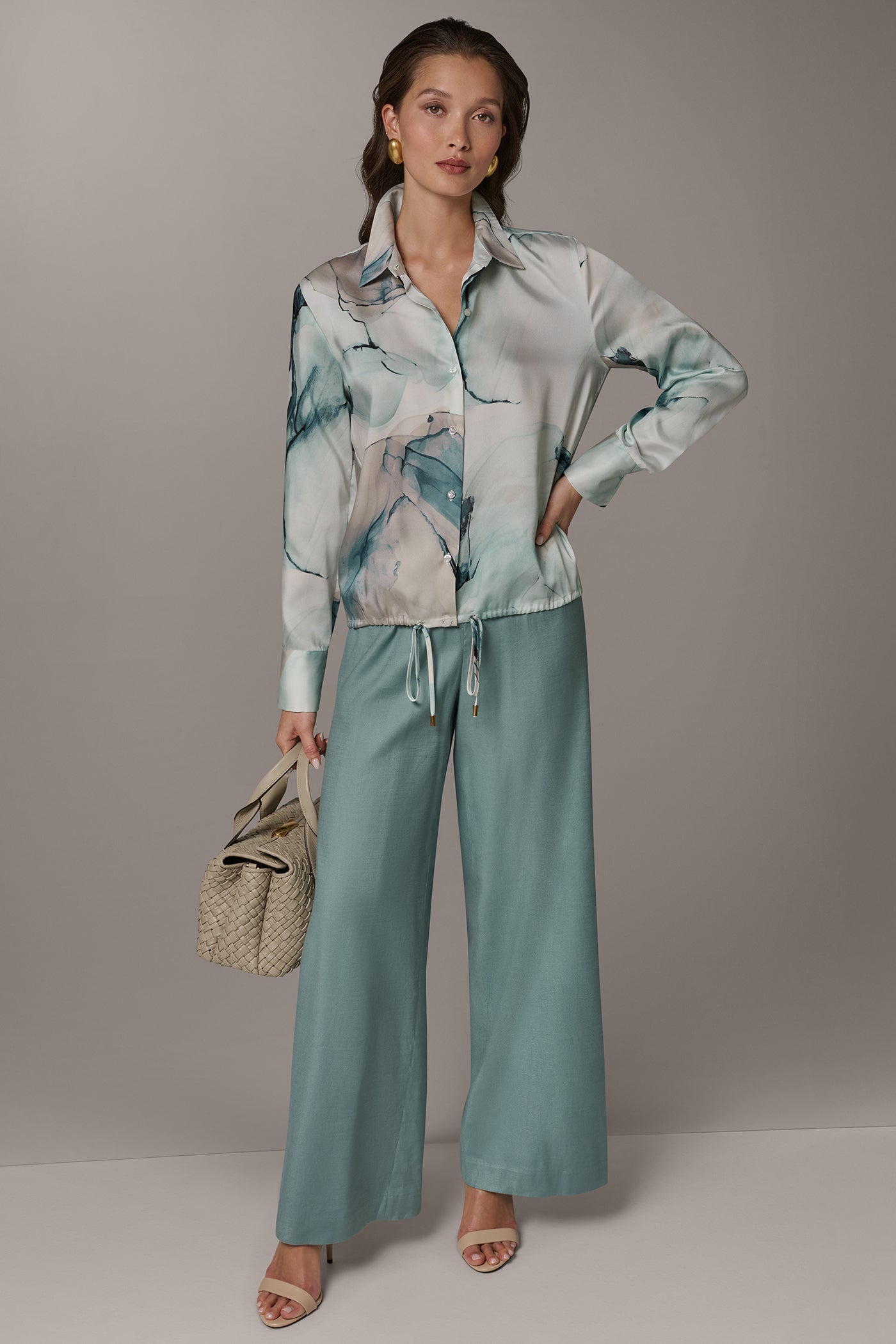 PRINTED DRAWSTRING HEM BLOUSE VIEW 6 | Tops