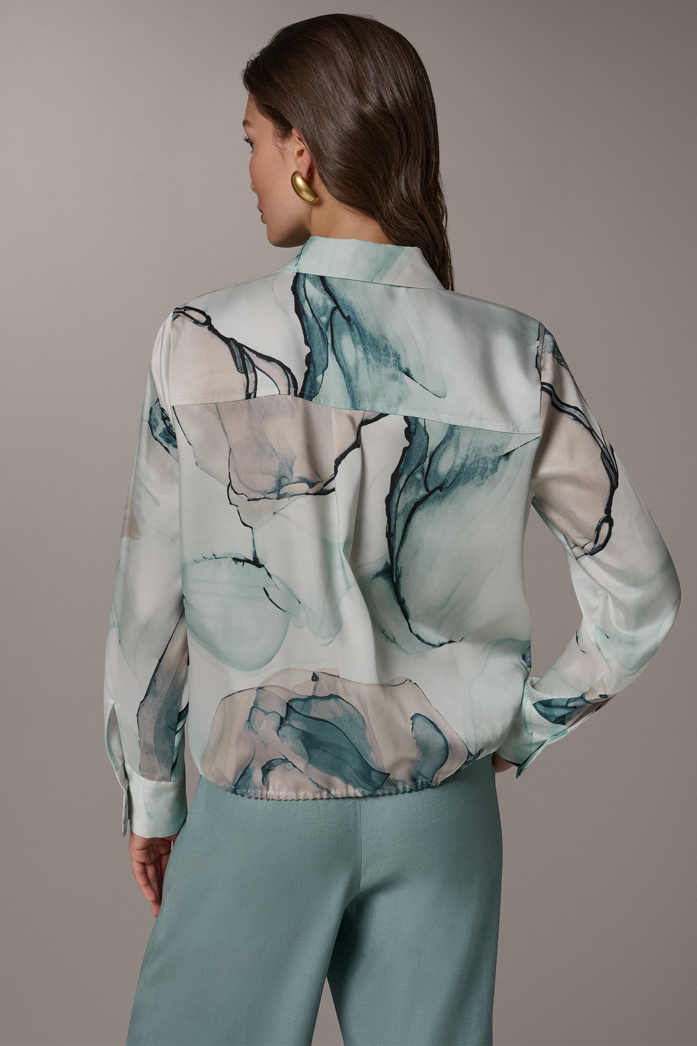 PRINTED DRAWSTRING HEM BLOUSE | View 2 | Tops