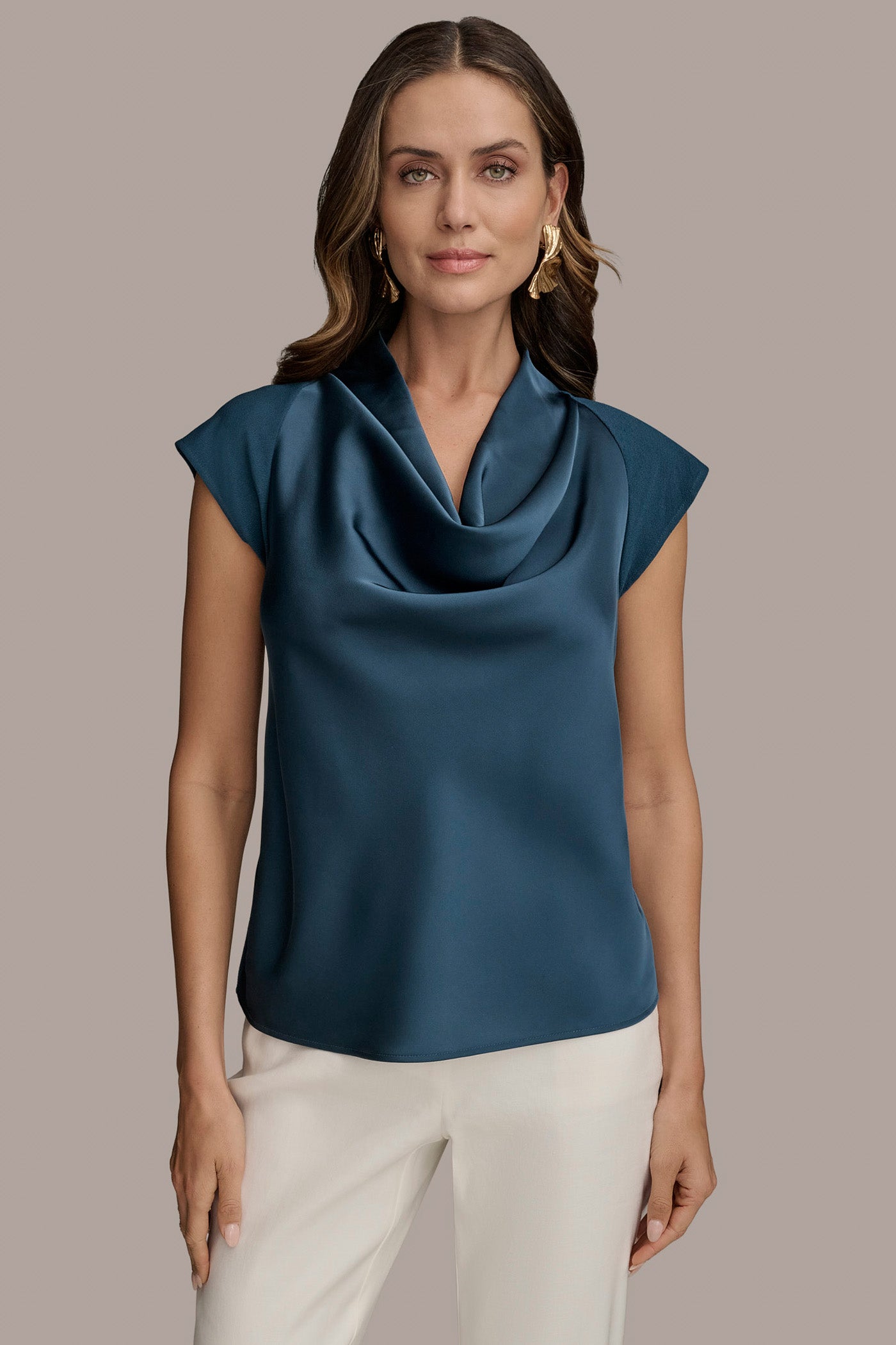 PANELED COWL NECK TOP | View 1 | Tops