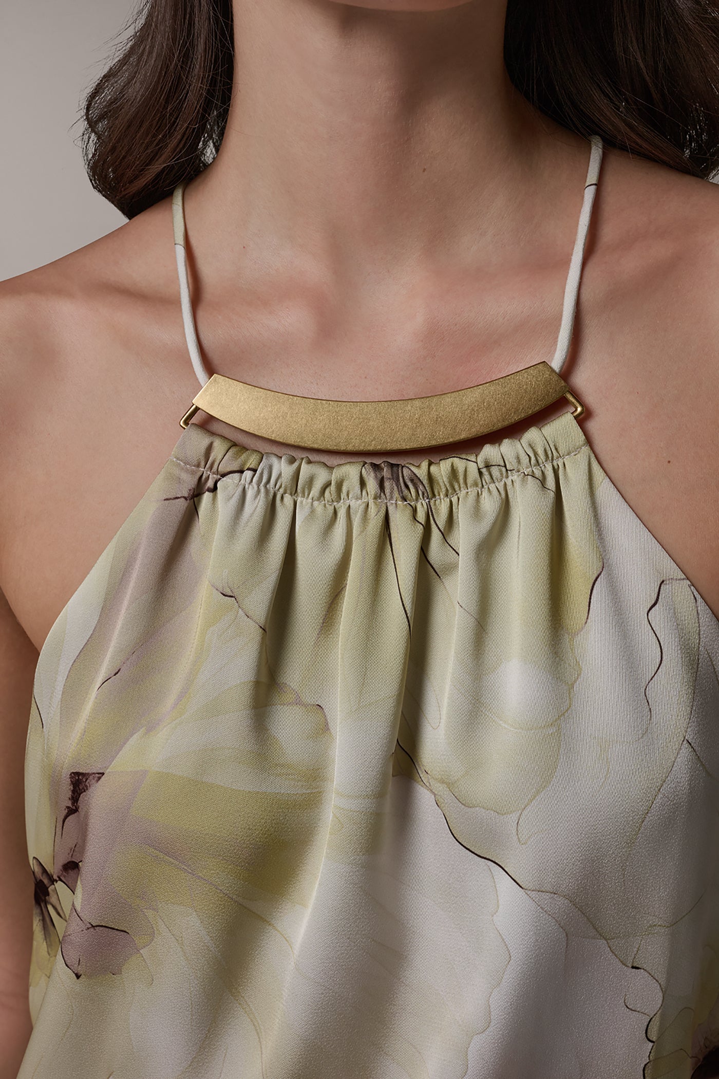 SLEEVELESS FLORAL HALTER TOP VIEW 5 | Tops