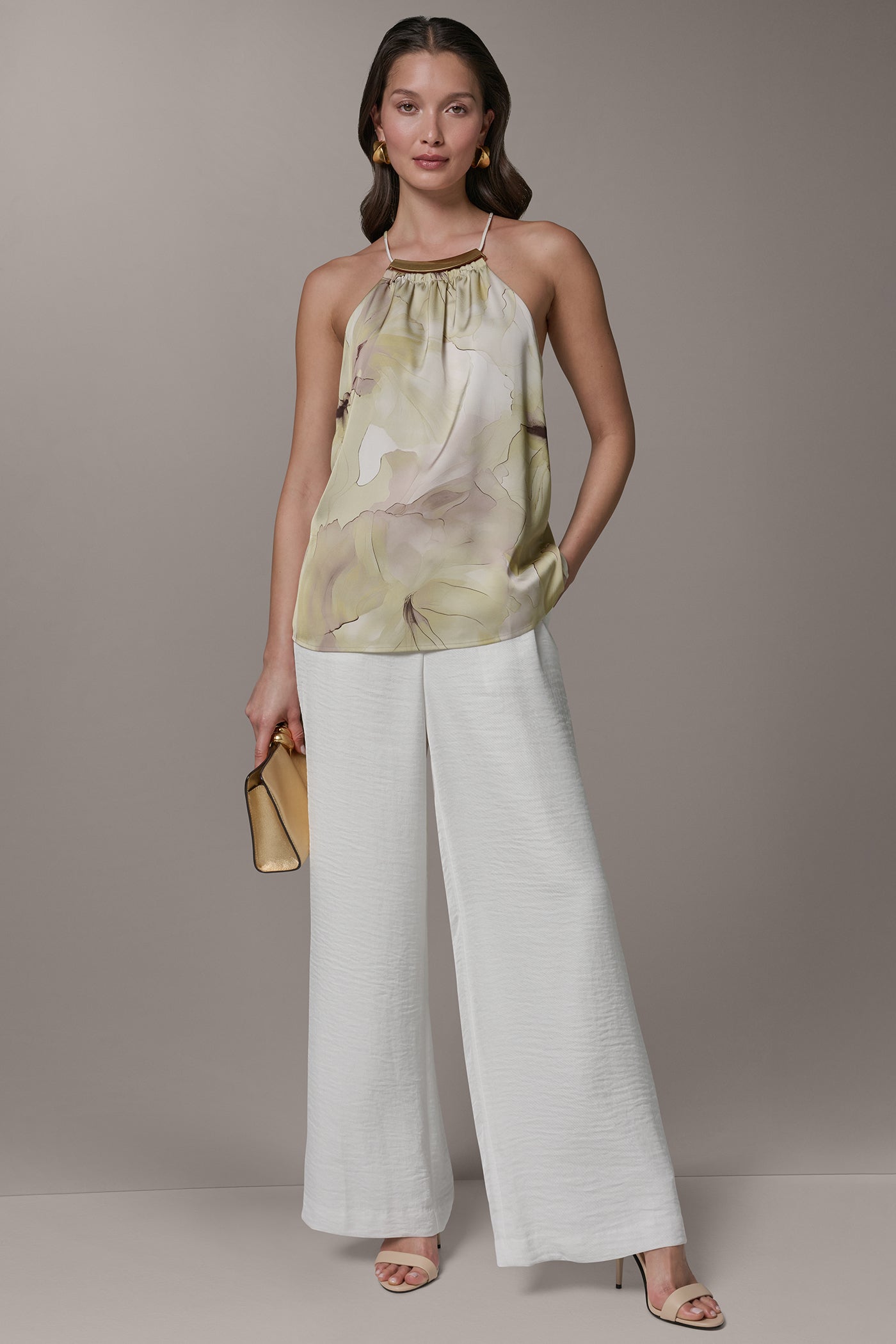 SLEEVELESS FLORAL HALTER TOP VIEW 7 | Tops