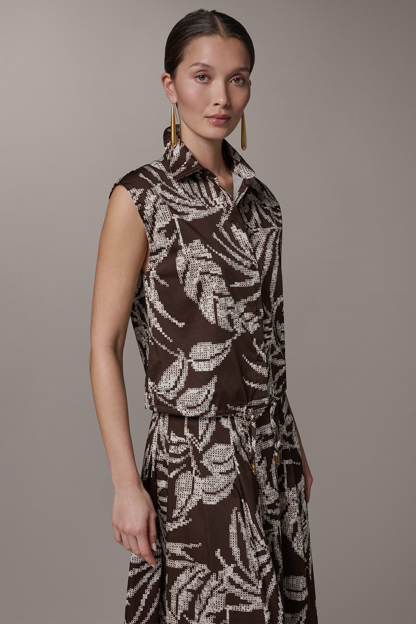 SLEEVELESS COLLARED BLOUSE VIEW 3 | Matching Sets