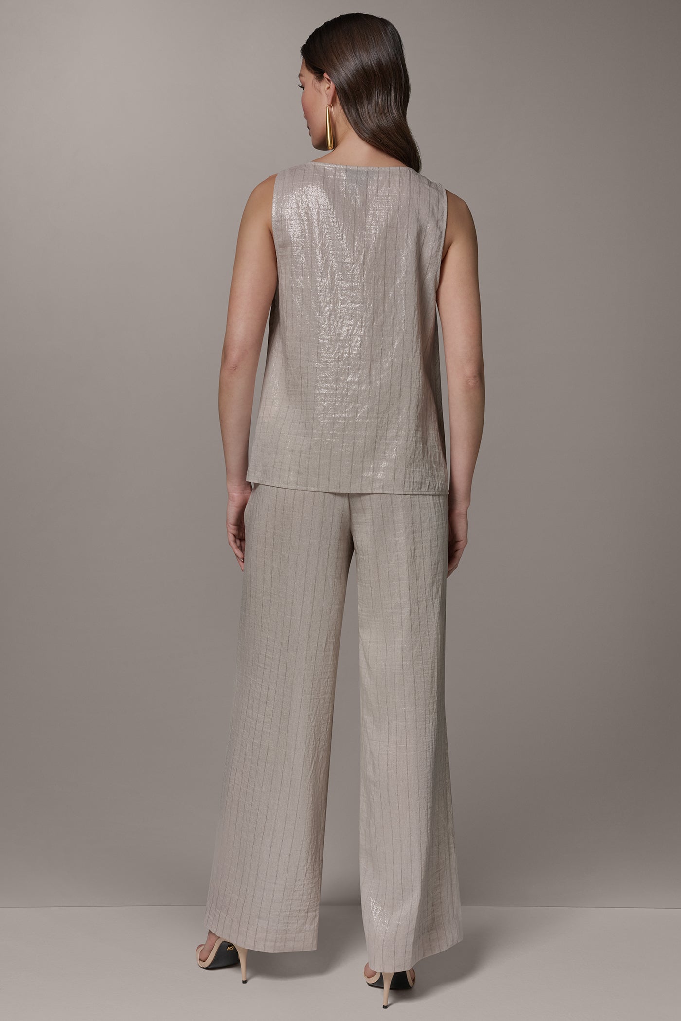 SLEEVELESS METALLIC PINSTRIPE TOP VIEW 7 | Tops