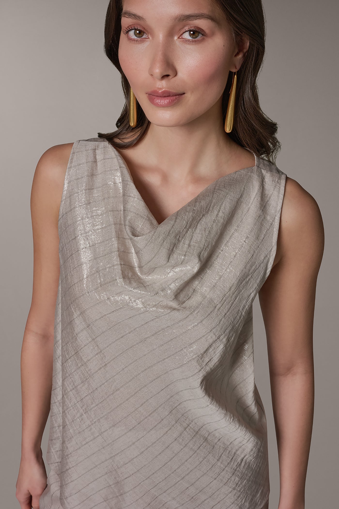 SLEEVELESS METALLIC PINSTRIPE TOP VIEW 4 | Tops