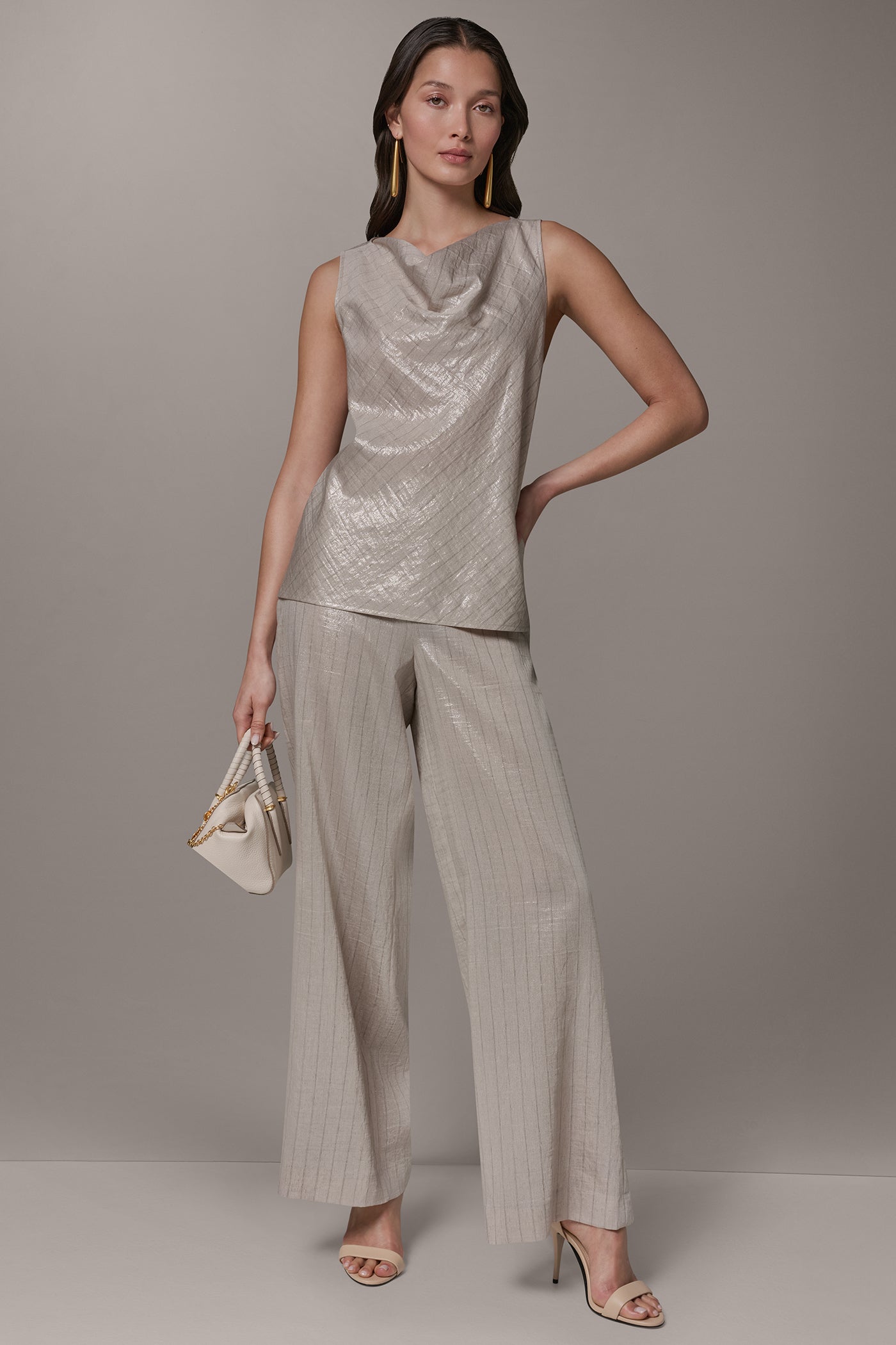 SLEEVELESS METALLIC PINSTRIPE TOP VIEW 6 | Tops