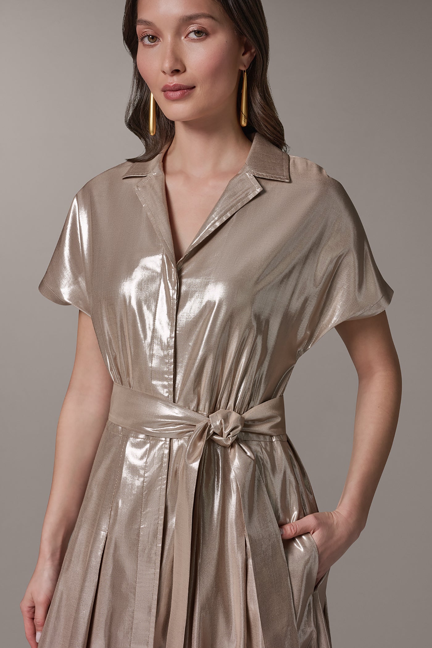 SHORT SLEEVE MIDI SHIRT DRESS VIEW 4 | Cocktail & Party