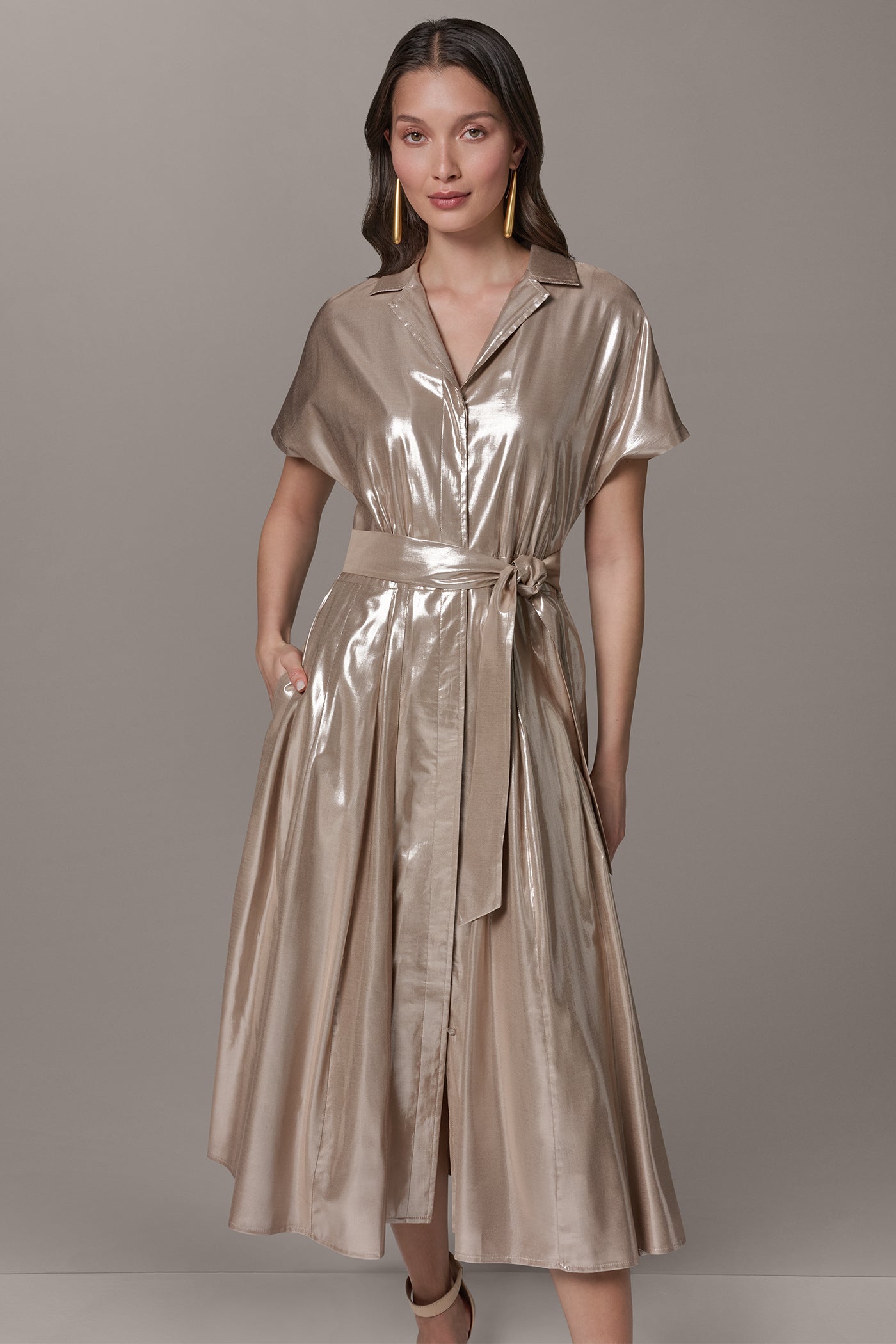 SHORT SLEEVE MIDI SHIRT DRESS VIEW 5 | Cocktail & Party
