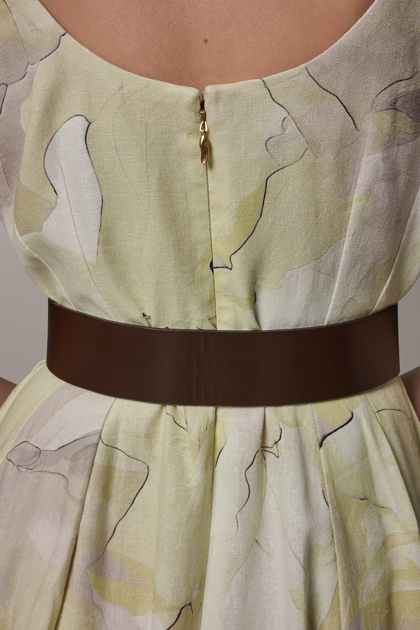 SLEEVELESS SQUARE NECK PRINTED BELTED MIDI FIT AND FLARE DRESS VIEW 7 | Select Dresses