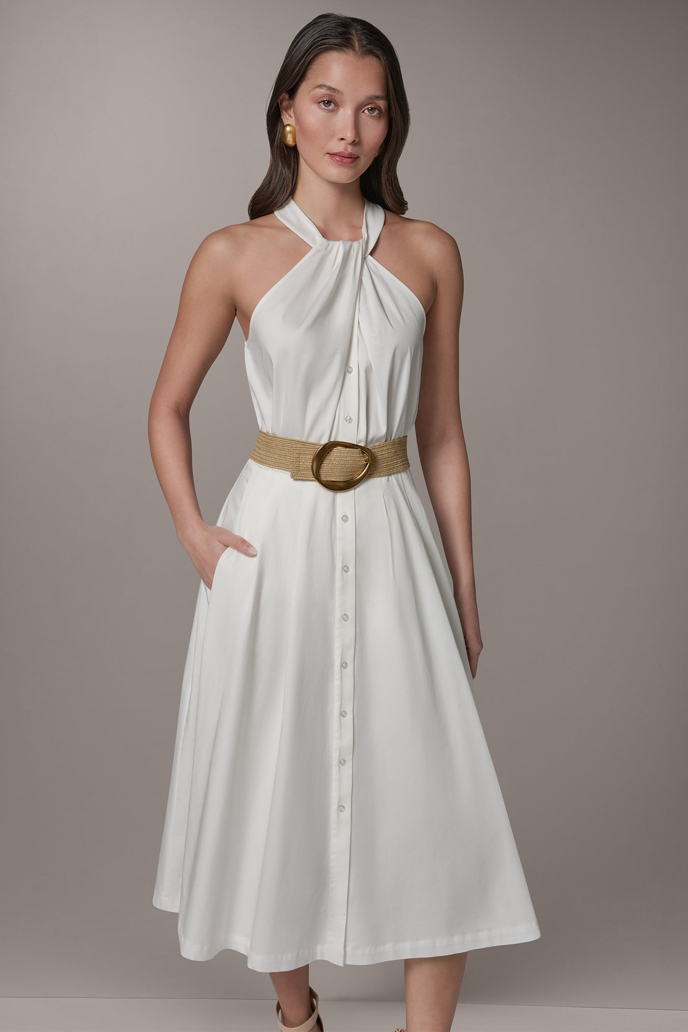 HALTER DRESS WITH BELT VIEW 4
