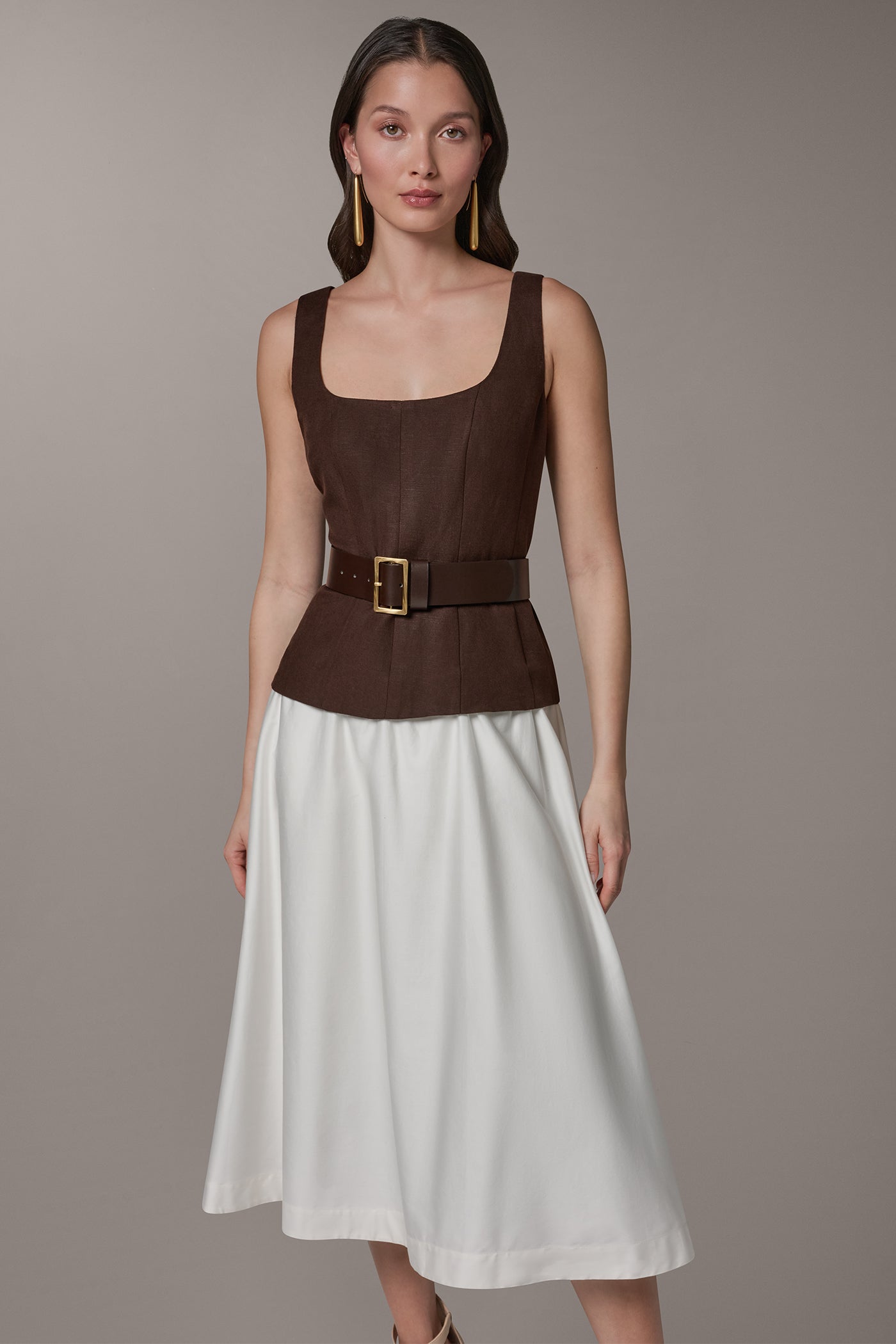 SLEEVELESS MIDI FIT AND FLARE DRESS VIEW 8 | Dresses & Jumpsuits