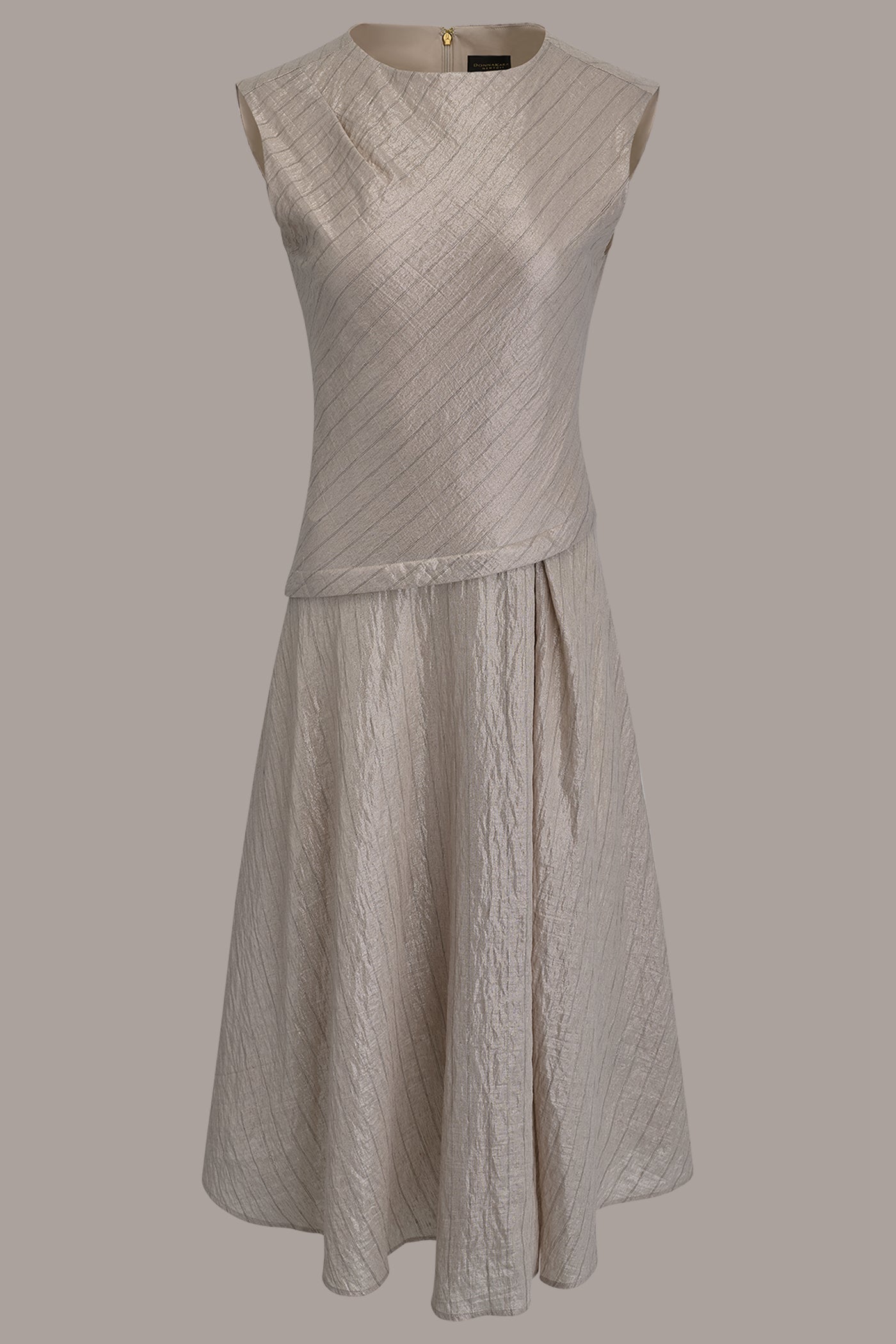 CAP SLEEVE ASYMMETRIC MIDI FIT AND FLARE DRESS VIEW 10