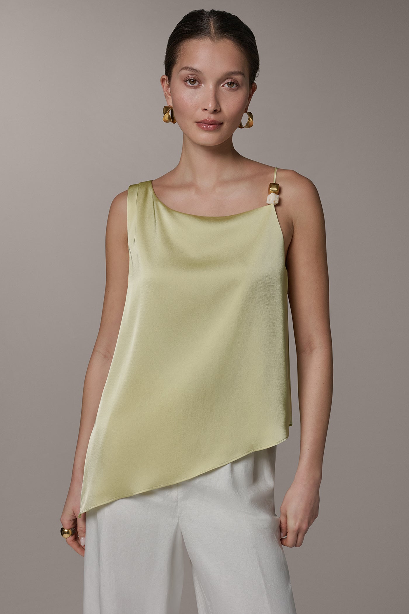SLEEVELESS ASYMMETRIC BEAD TANK | View 1 | Tops