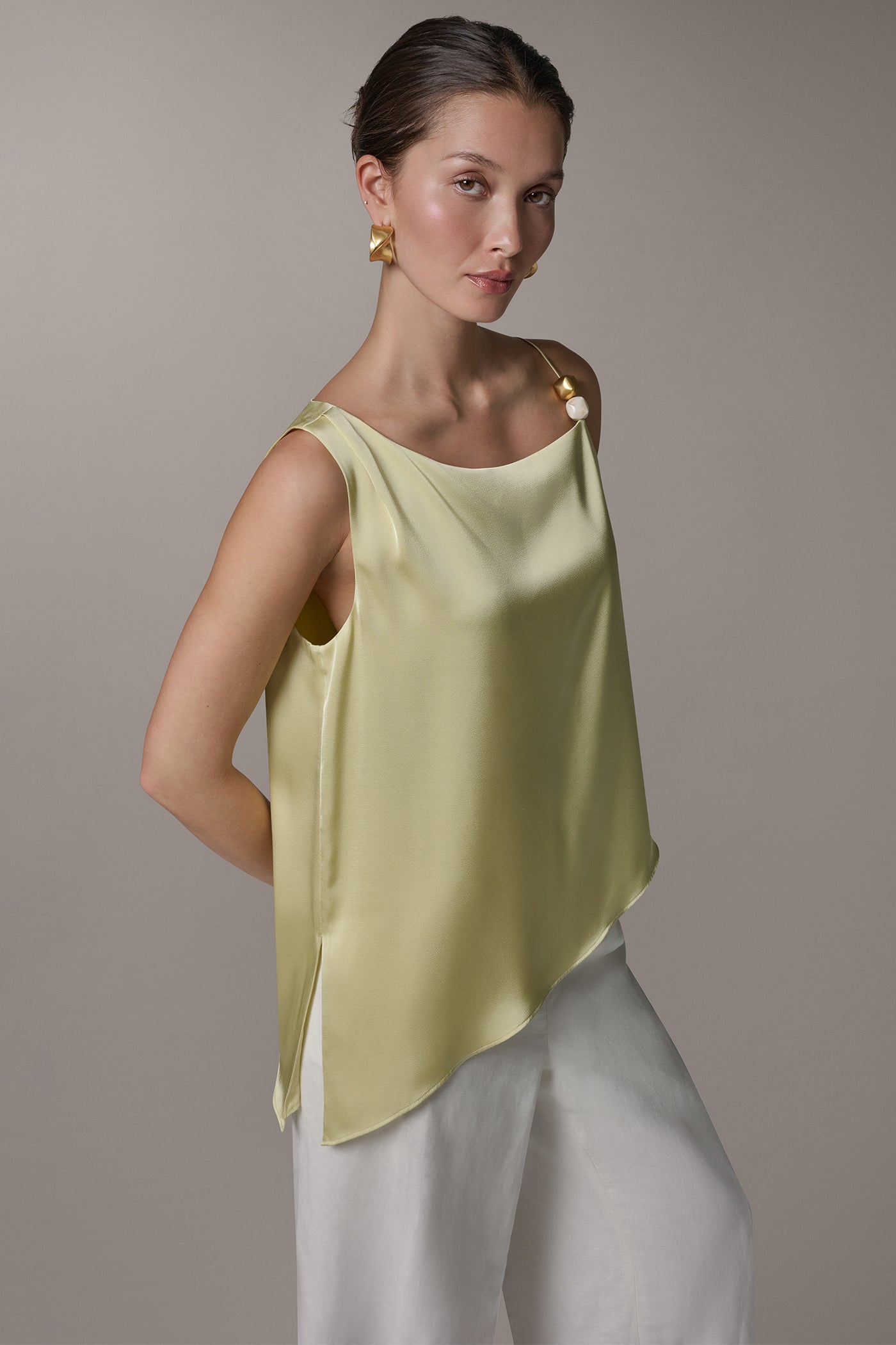SLEEVELESS ASYMMETRIC BEAD TANK VIEW 4 | Tops