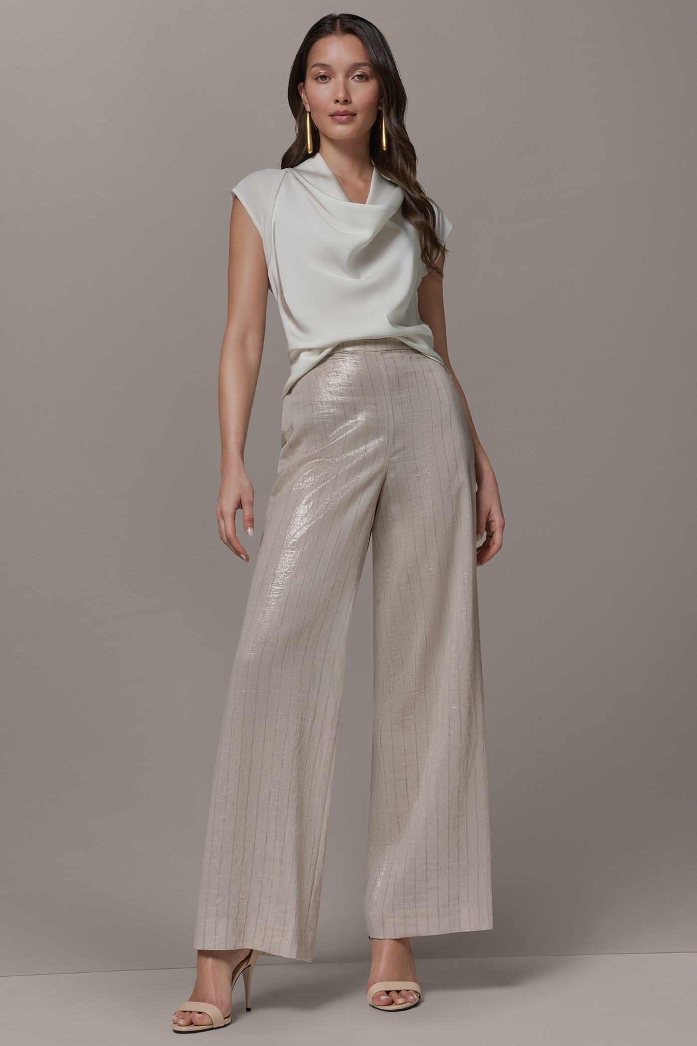 HIGH-RISE METALLIC PINSTRIPE WIDE-LEG PANT VIEW 6 | Pants