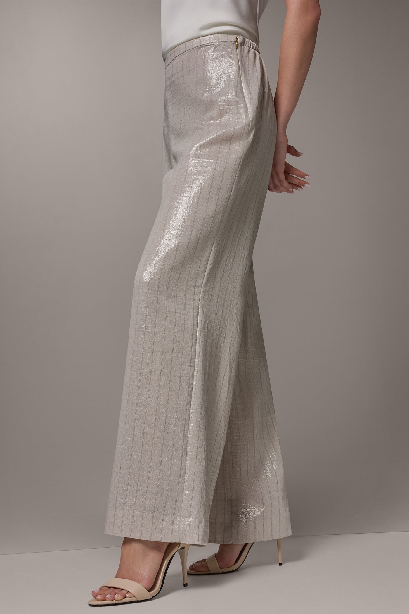 HIGH-RISE METALLIC PINSTRIPE WIDE-LEG PANT | View 2 | Pants