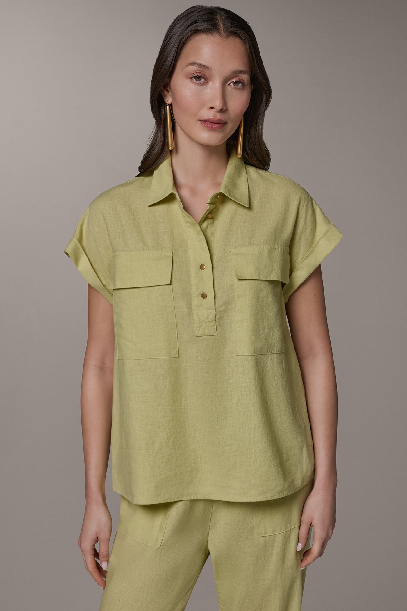 CAP SLEEVE CAMP SHIRT