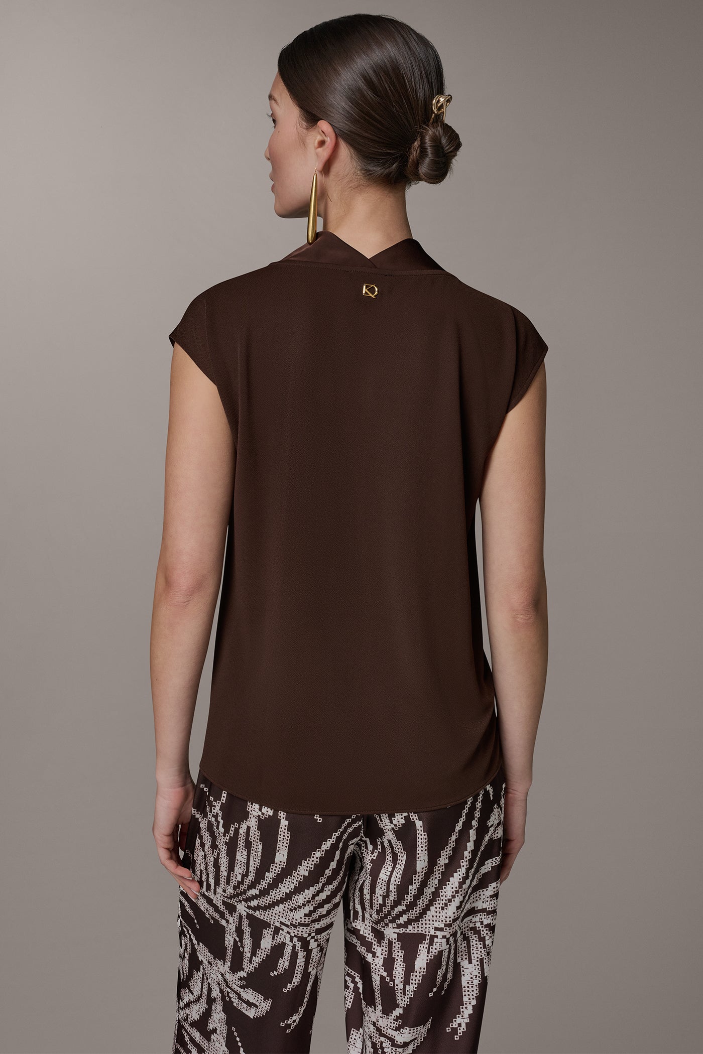CAP SLEEVE MIXED MEDIA TOP | View 2 | Tops