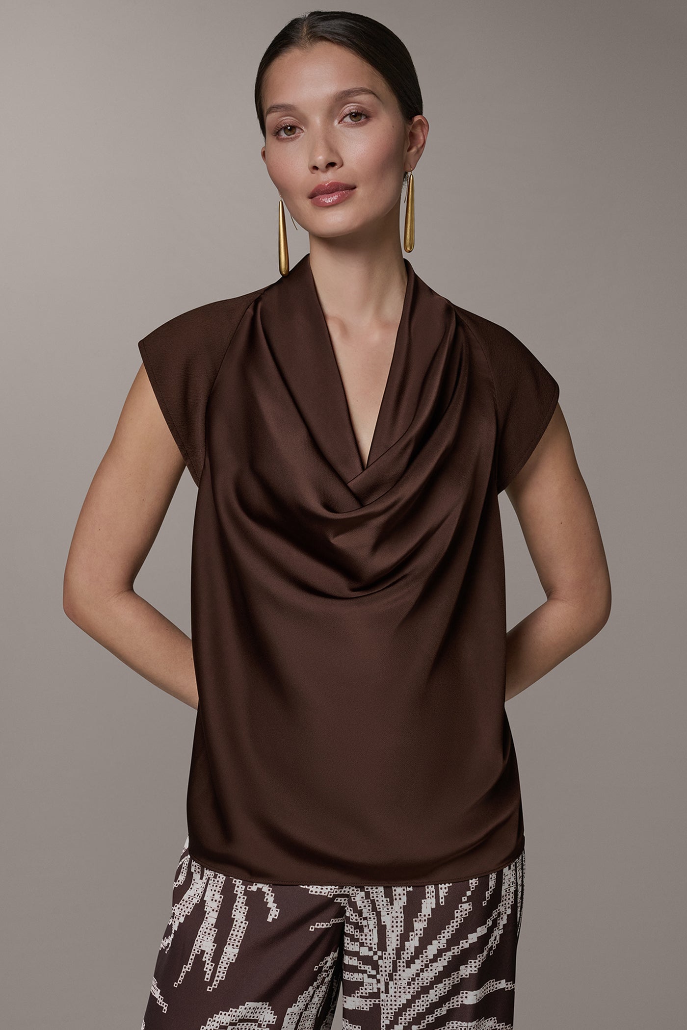 CAP SLEEVE MIXED MEDIA TOP | View 1 | Tops