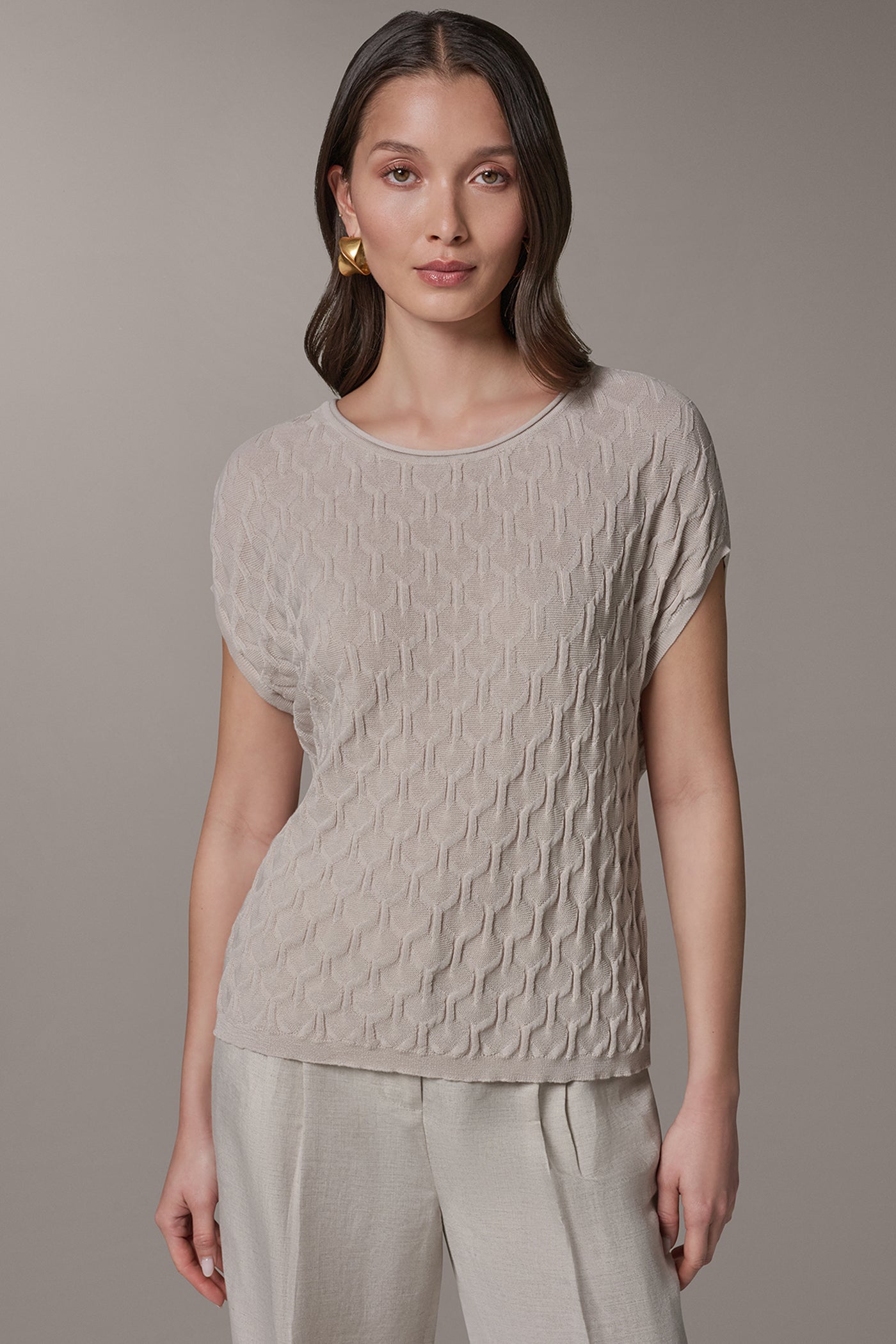 CAP-SLEEVE BOATNECK TOP | View 1 | Clothing