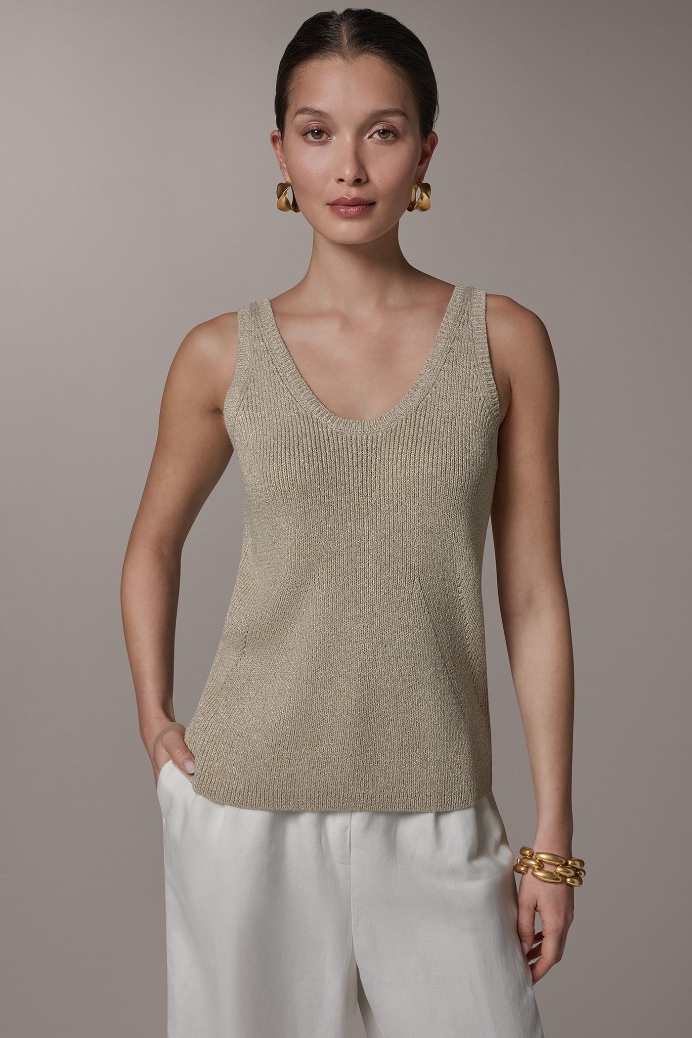 METALLIC SCOOP-NECK TANK VIEW 1