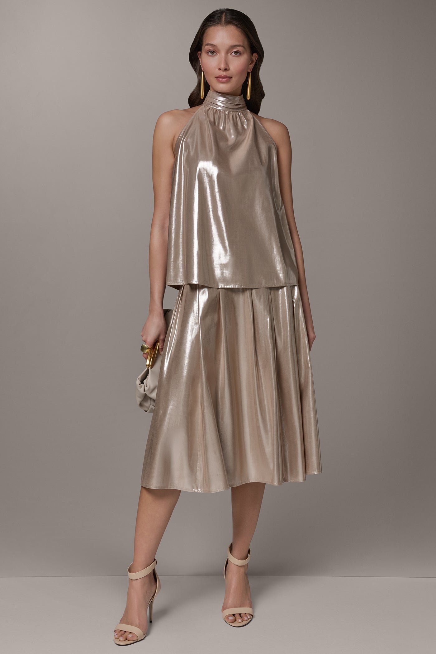 SLEEVELESS METALLIC HALTER TOP VIEW 7 | Tops