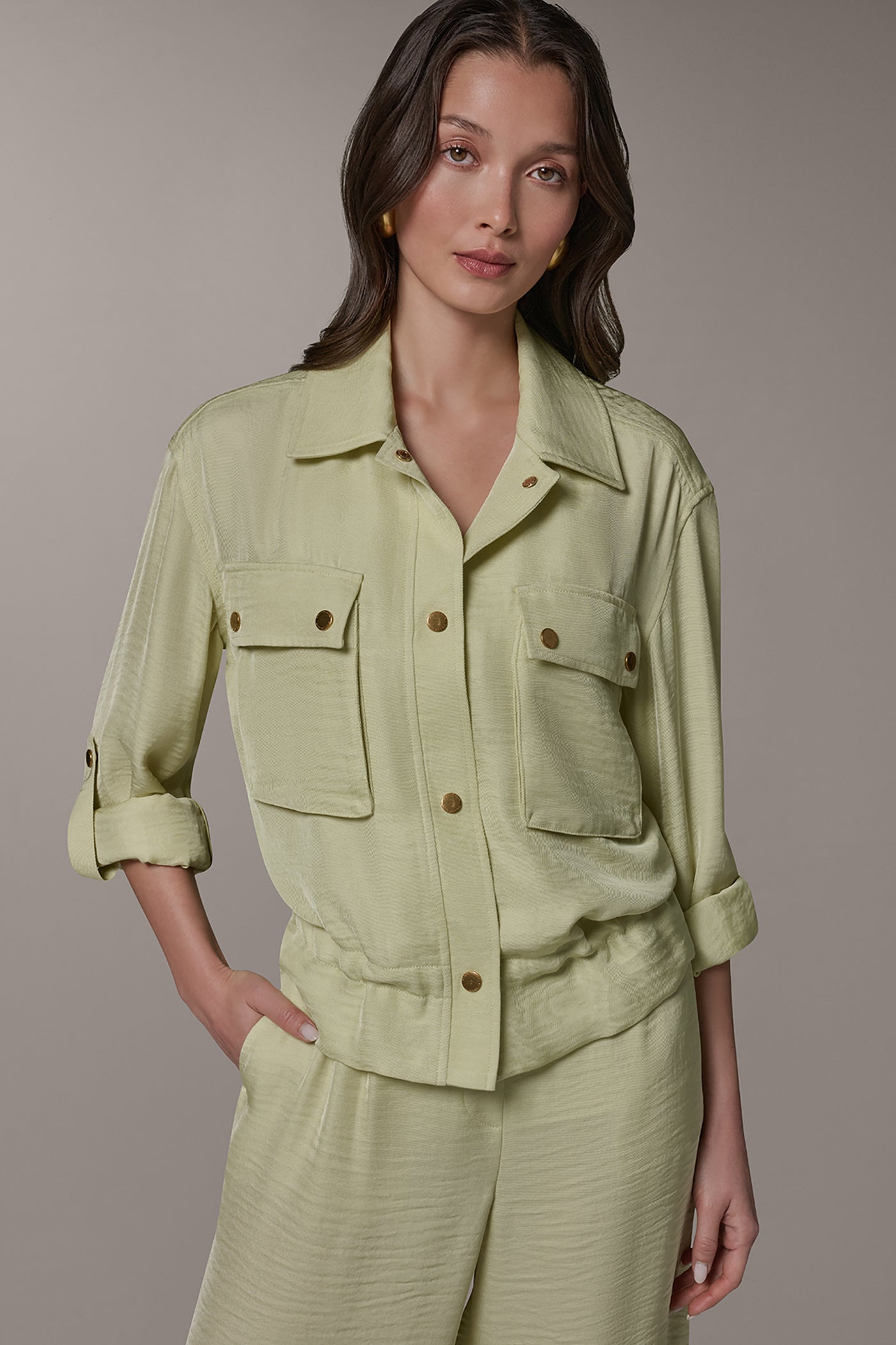 LONG SLEEVE TIE WAIST SHIRT | View 1 | Tops