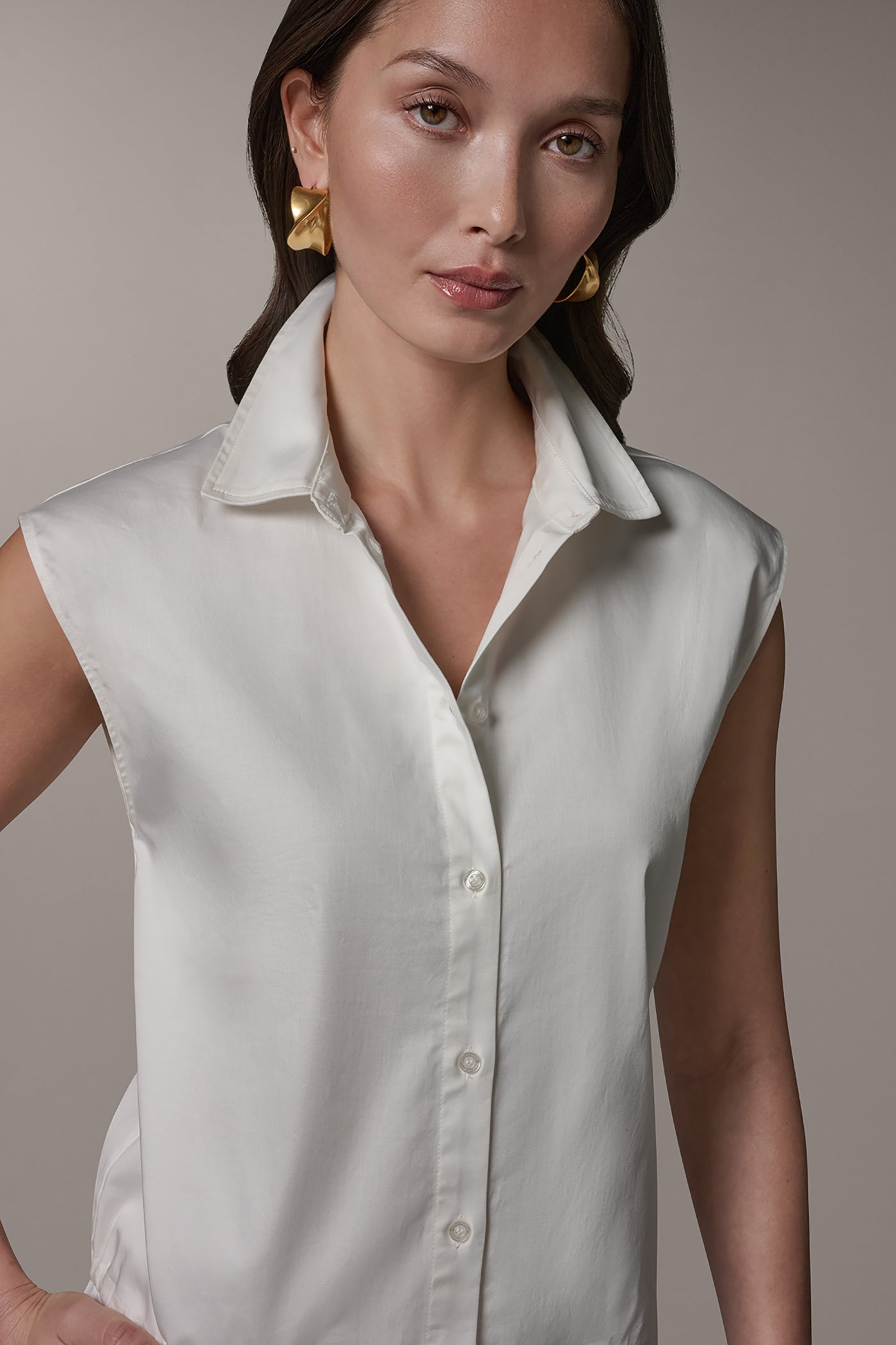 SLEEVELESS COLLARED BLOUSE VIEW 4 | Clothing