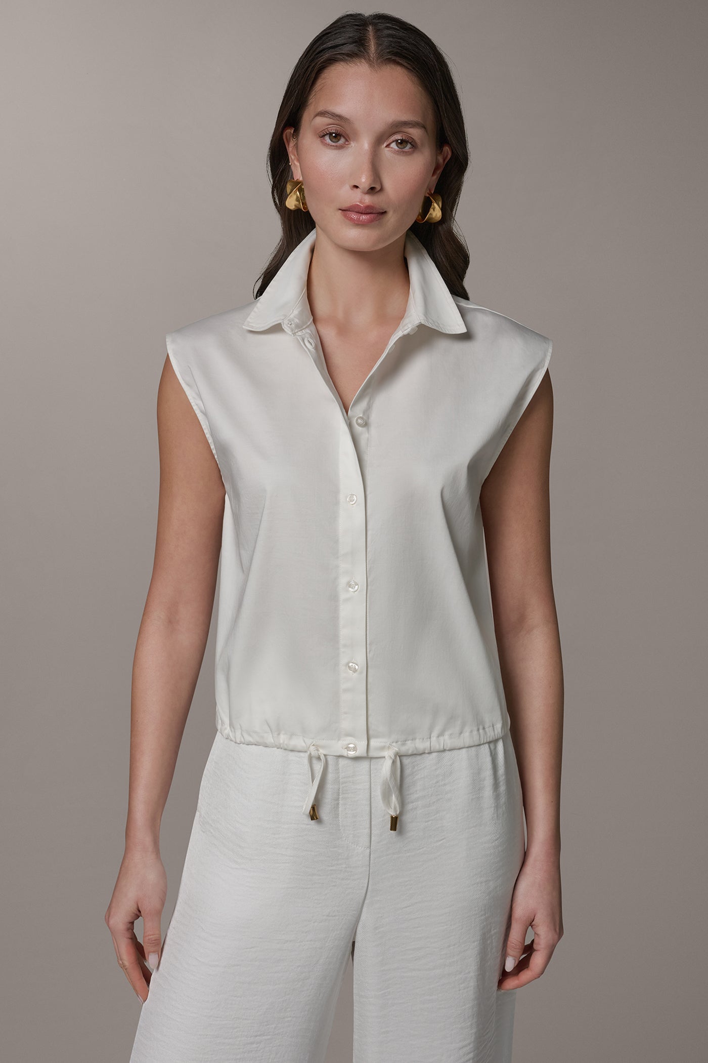 SLEEVELESS COLLARED BLOUSE | View 1 | Clothing